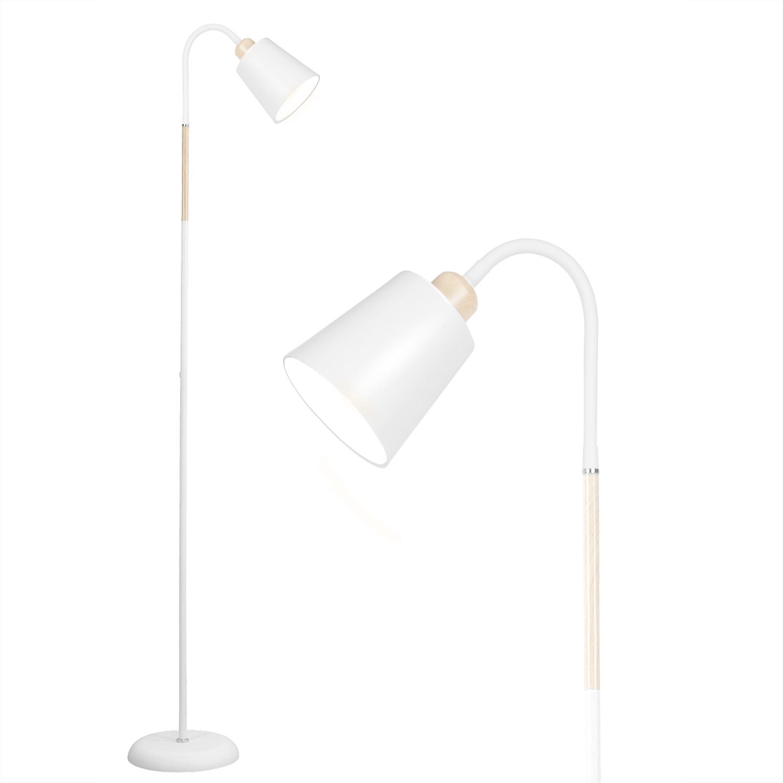 LED Stehlampe Weiß Metall Stehleuchte 360° Schwenkbare Leselampe 159 cm Höhe