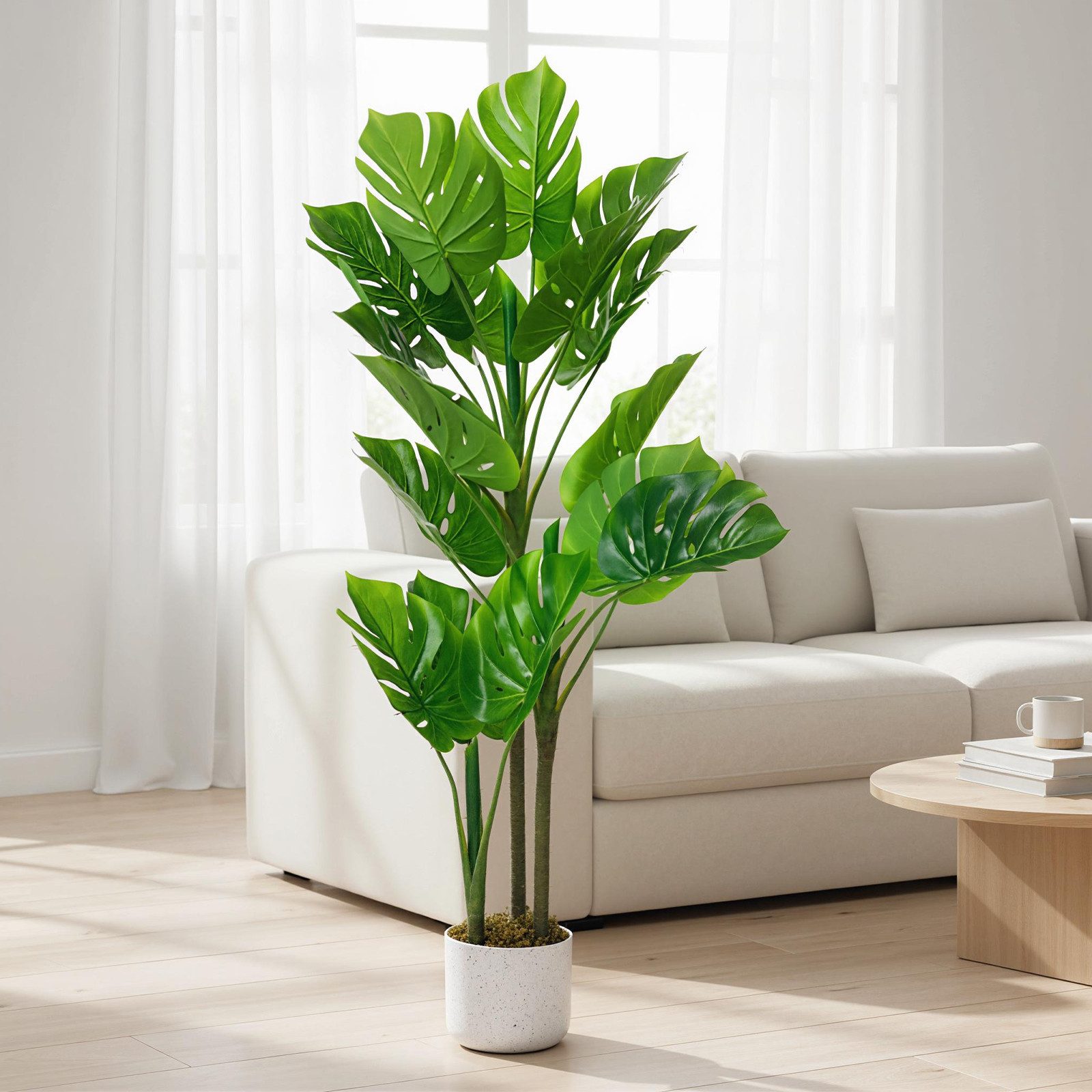 Kunstpflanze Künstlicher Monstera Deliciosa mit Topf Groß Kunstpalme für In günstig online kaufen