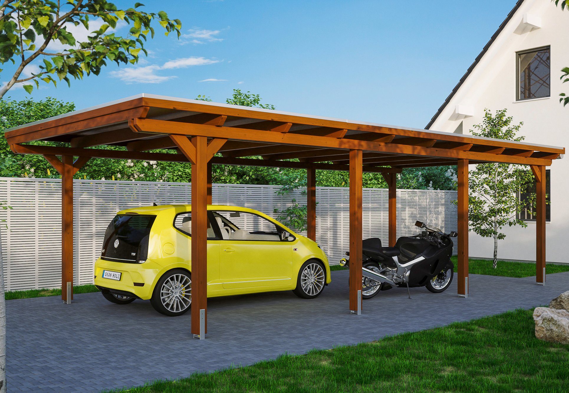 Skanholz Einzelcarport Emsland, BxT: 404x846 cm, 223 cm Einfahrtshöhe | Carports