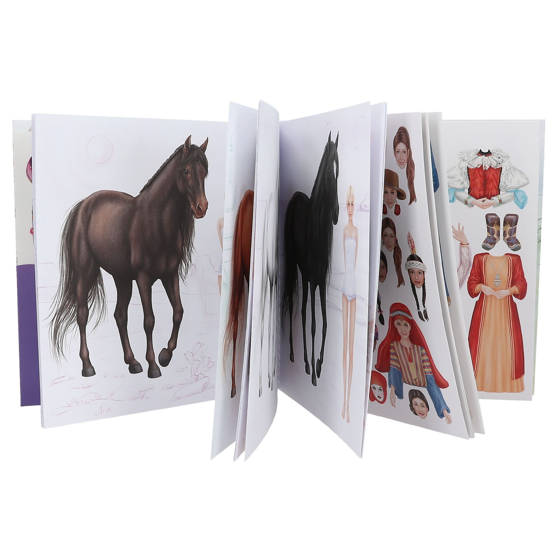 Depesche Schmuckset Stickerbuch Miss Melody Dress Me Up Around The World, 24 Seiten, 11 Stickerbogen, Pferde-Motive gestalten