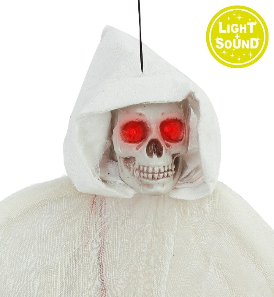 Fries Hängedekoration Halloween Deko Totenkopf Hänger 90 cm Licht und Sound Bewegliche Hände, Größe: ca. 90 cm Hoch, 71 cm Breit und 9 cm Tief – Bild 2 von 3
