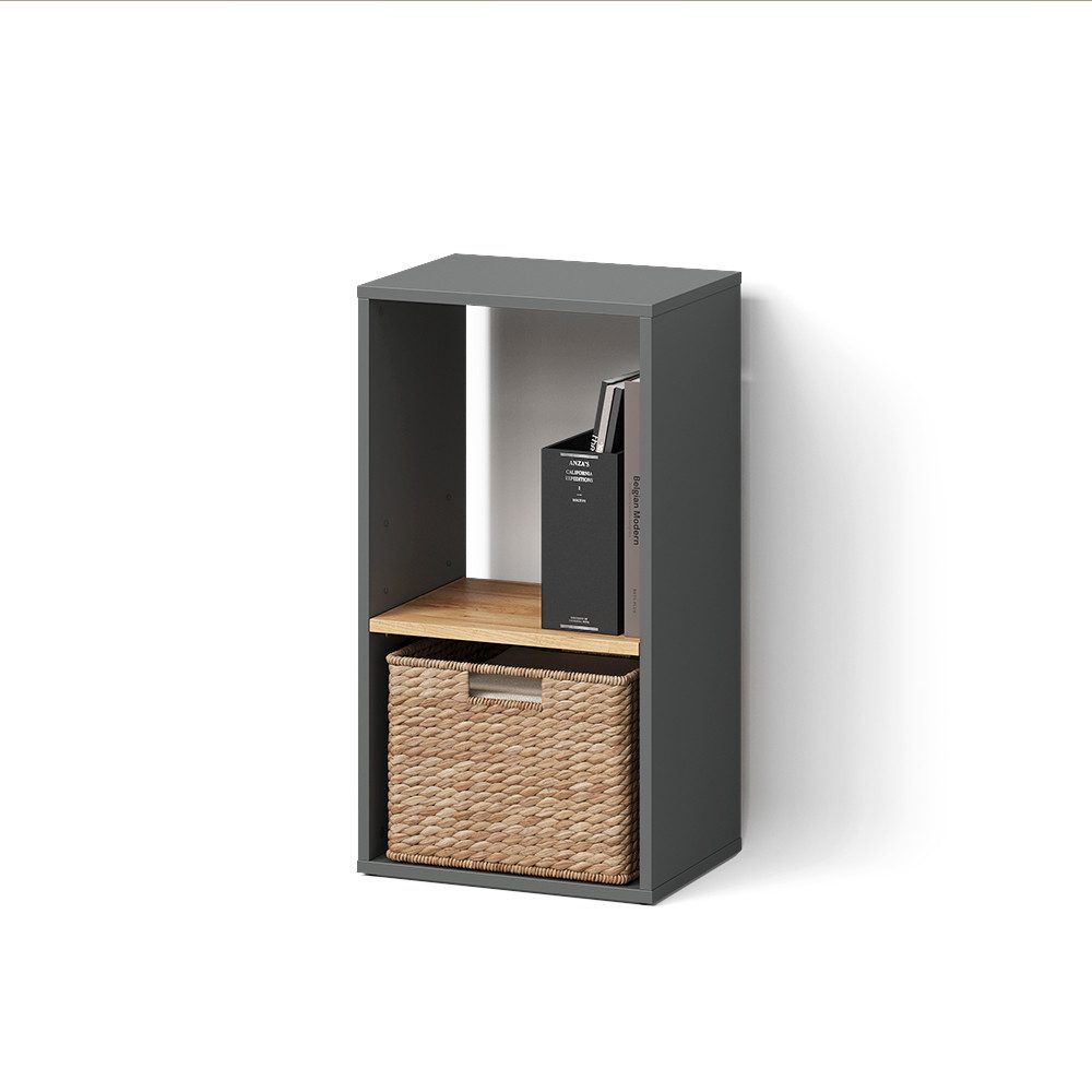 Livinity® Bücherregal Lorena, Anthrazit/Goldkraft Eiche, mit 2 Fächern, 1-tlg.