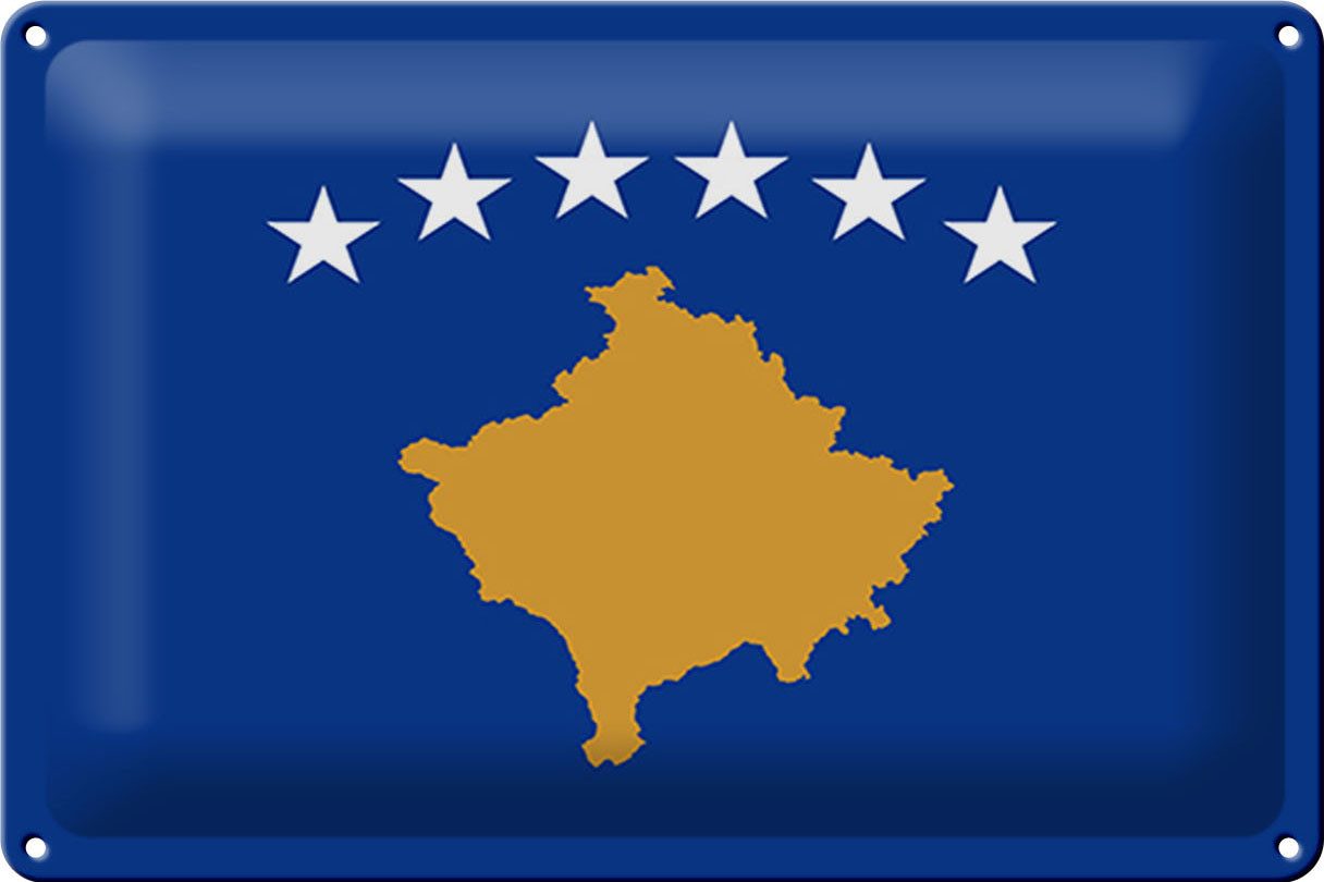 Femer GmbH Metallschild Flagge Kosovo 30x20cm Flag of Kosovo, (1 St), gewölbte Oberfläche, abgerundete Ecken, umgeschlagene Kanten