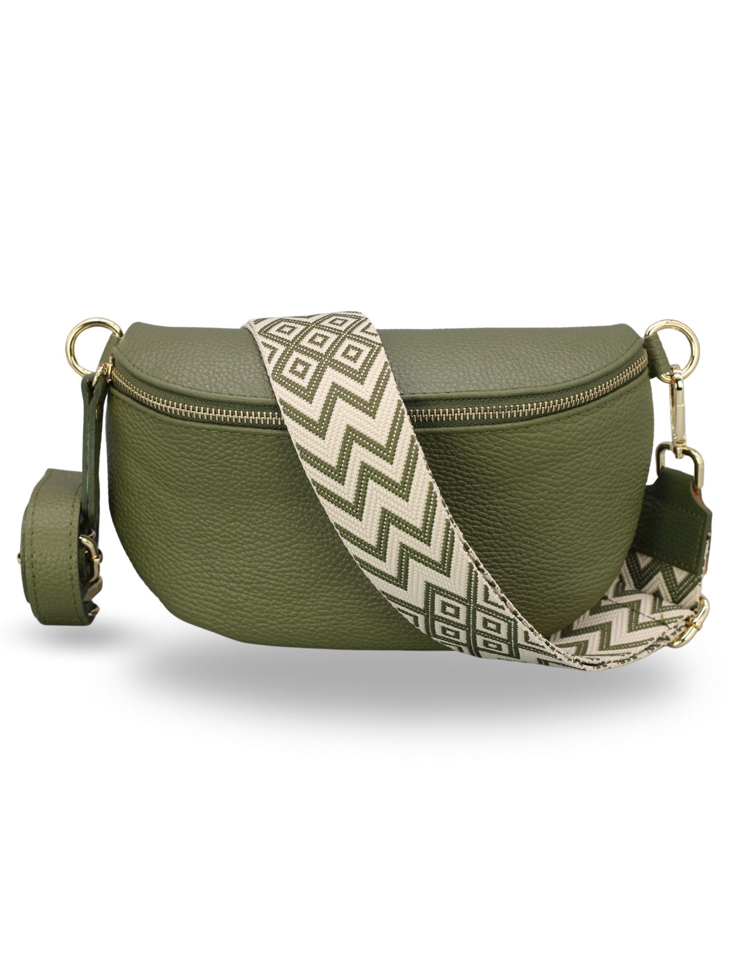 Adel Bags Bauchtasche Damen mit goldenem Reißverschluss, Bauchtasche Leder, hergestellt in Italien, mit 2 Riemen