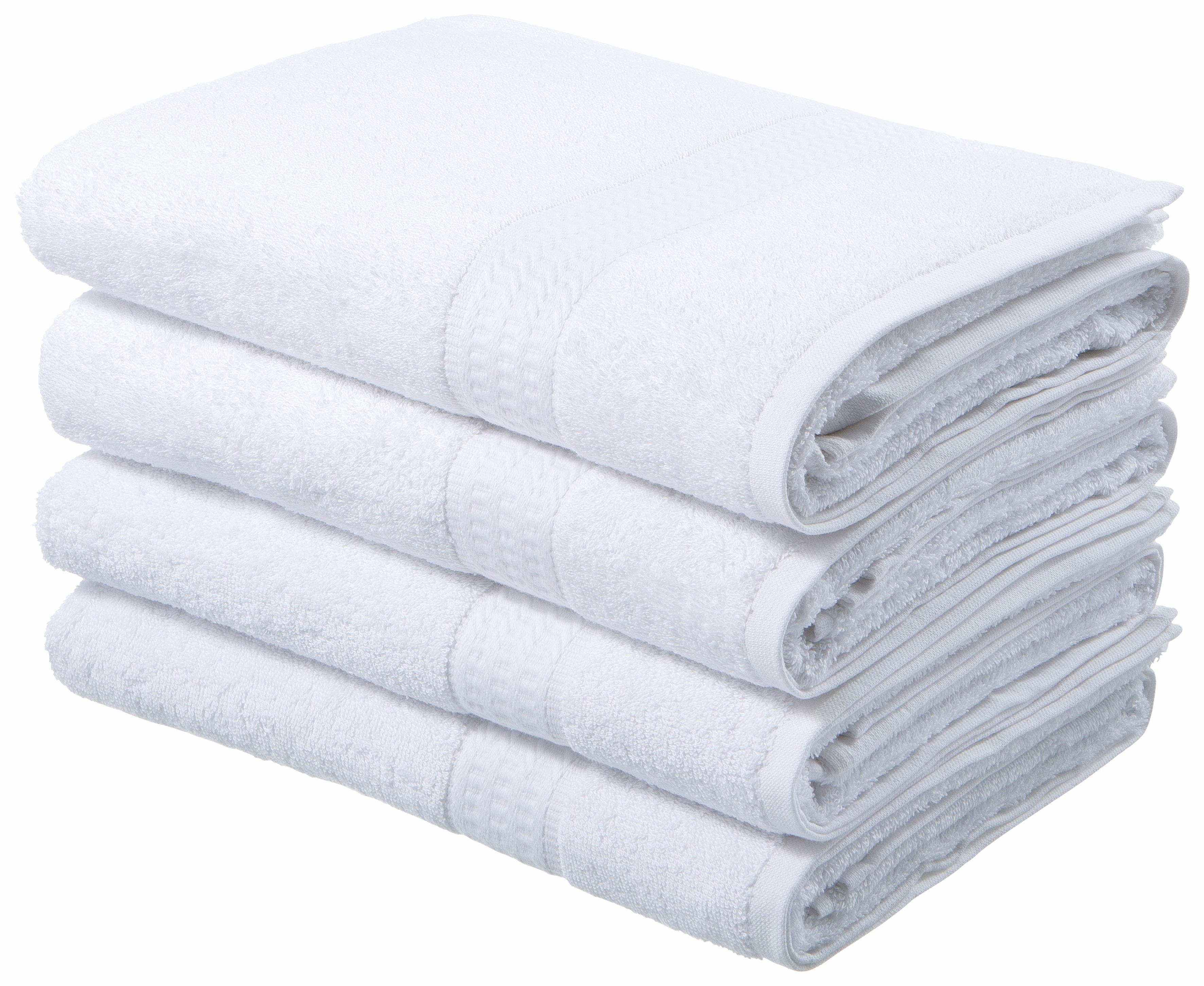 OTTO home Duschtücher Juna, als Set und Serie erhältlich, 4 Duschtücher, 70x140cm, Walkfrottee (4-St), Handtuch Set, 100% Baumwolle, mit Bordüre, Uni-Farben, weich