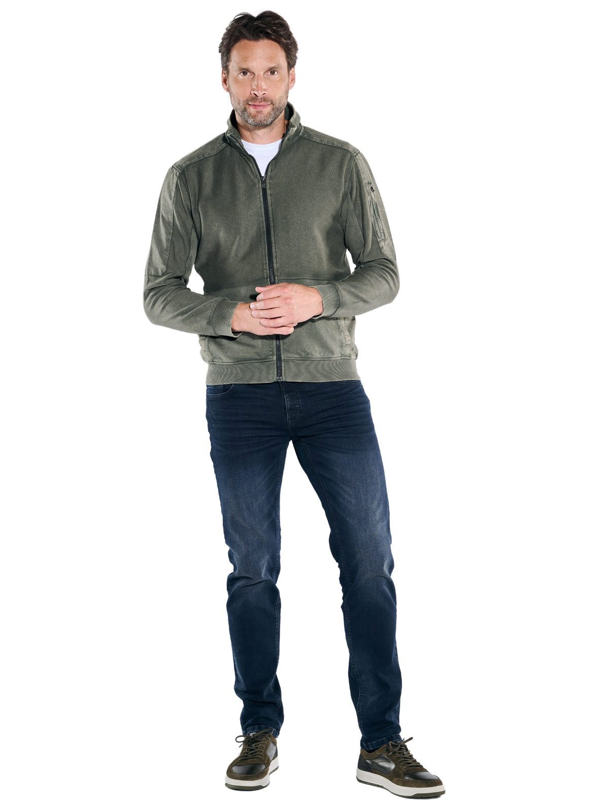 Engbers Sweatjacke Herren Sweatjacke strukturiert, Oliv