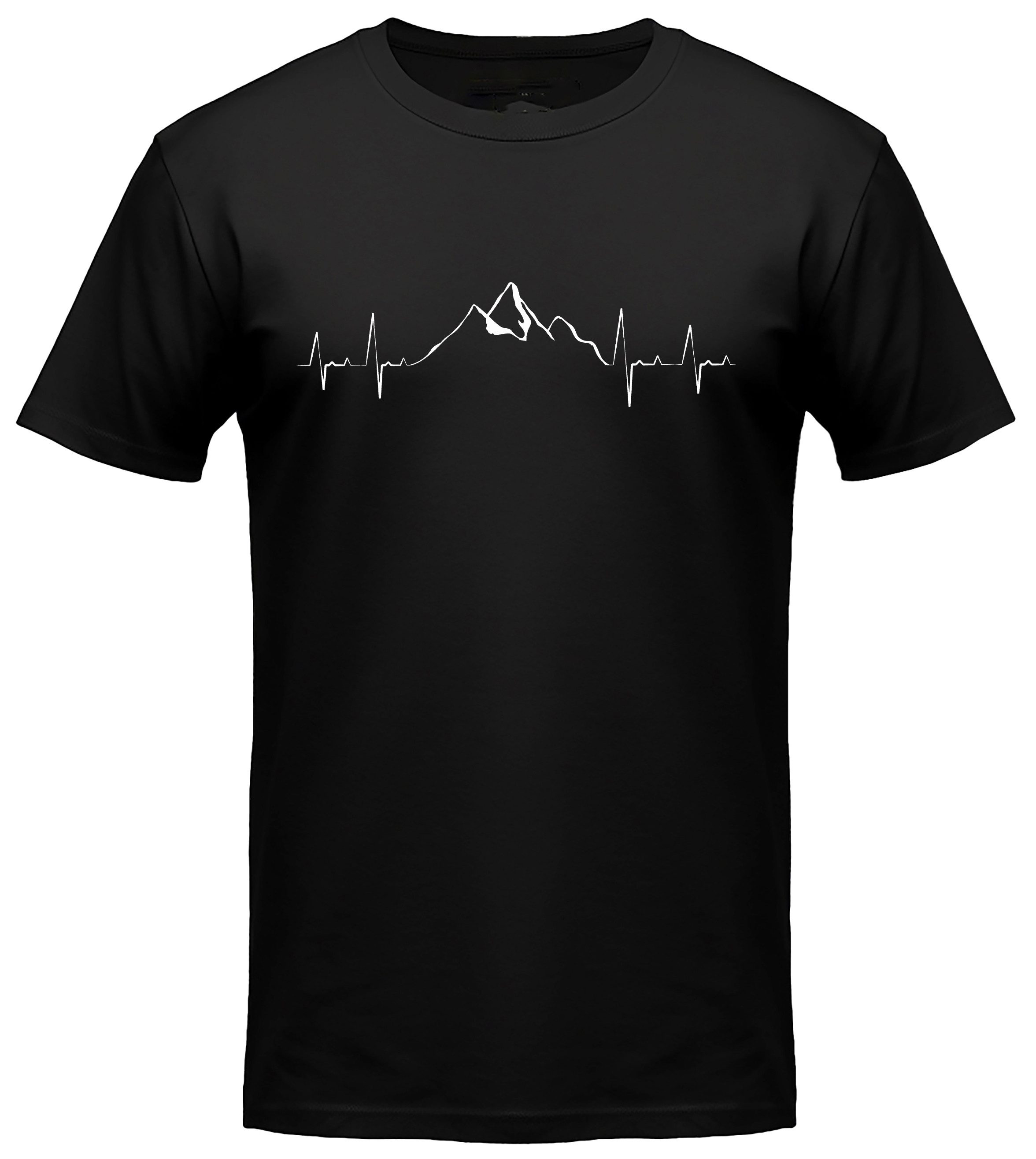 MyDesign24 T-Shirt Berg Herschlaglinie print Shirt EKG-Linie Berg T-Shirt schwarz kurzarm Regular Fit i565
