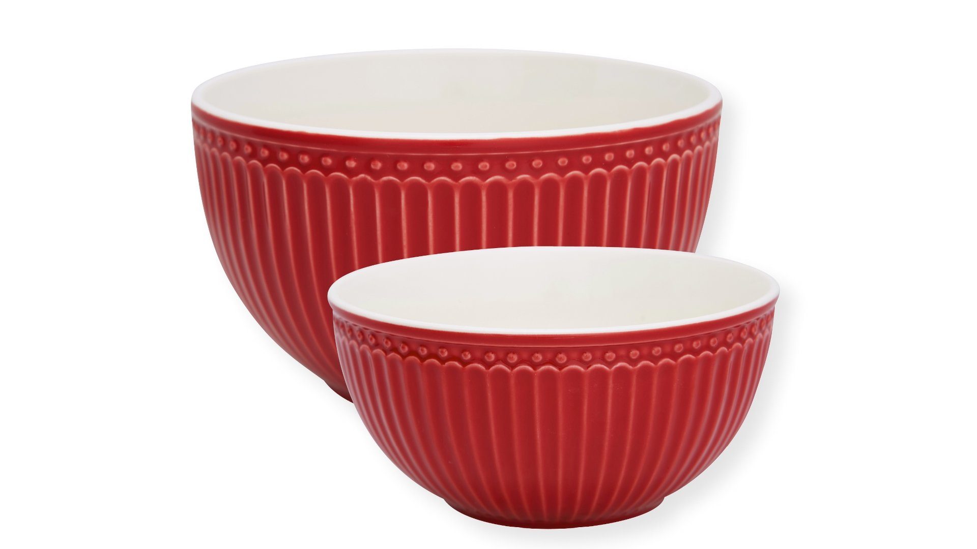 Greengate Servierschüssel Alice Servierschüssel red Set2, Steinzeug, (Schüsseln & Schalen)
