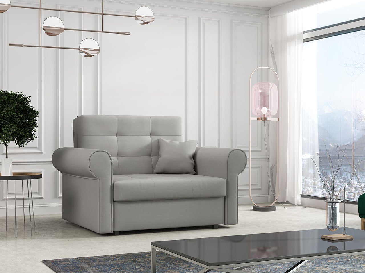 MIRJAN24 Schlafsofa Viva Silver I, mit Bettkasten, Sofa mit abgerundete Armlehnen Mono 244