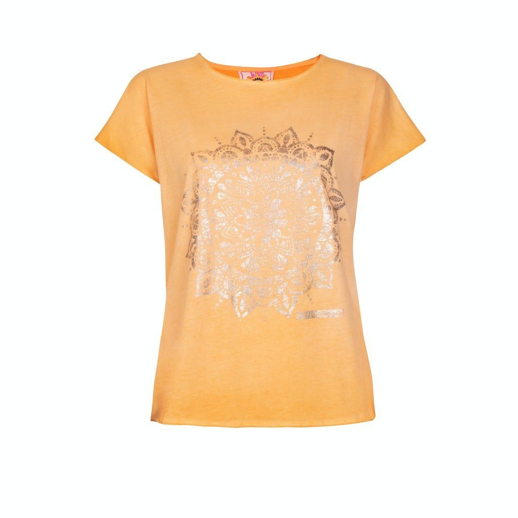 T-Shirt Schimmernder Damen mit Lieblingsstück CAMILAL Frontprint (1-tlg), T-Shirt Mandala-Motiv