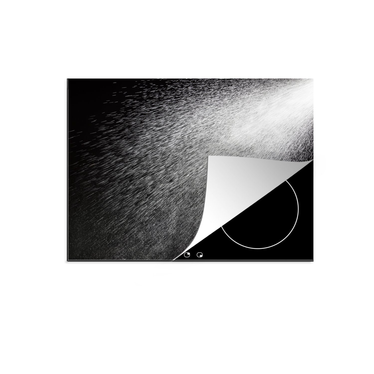 MuchoWow Herdblende-/Abdeckplatte Regentropfen mit schwarzem Hintergrund, Vinyl, (1 tlg), 70x52 cm, Mobile Arbeitsfläche nutzbar, Ceranfeldabdeckung
