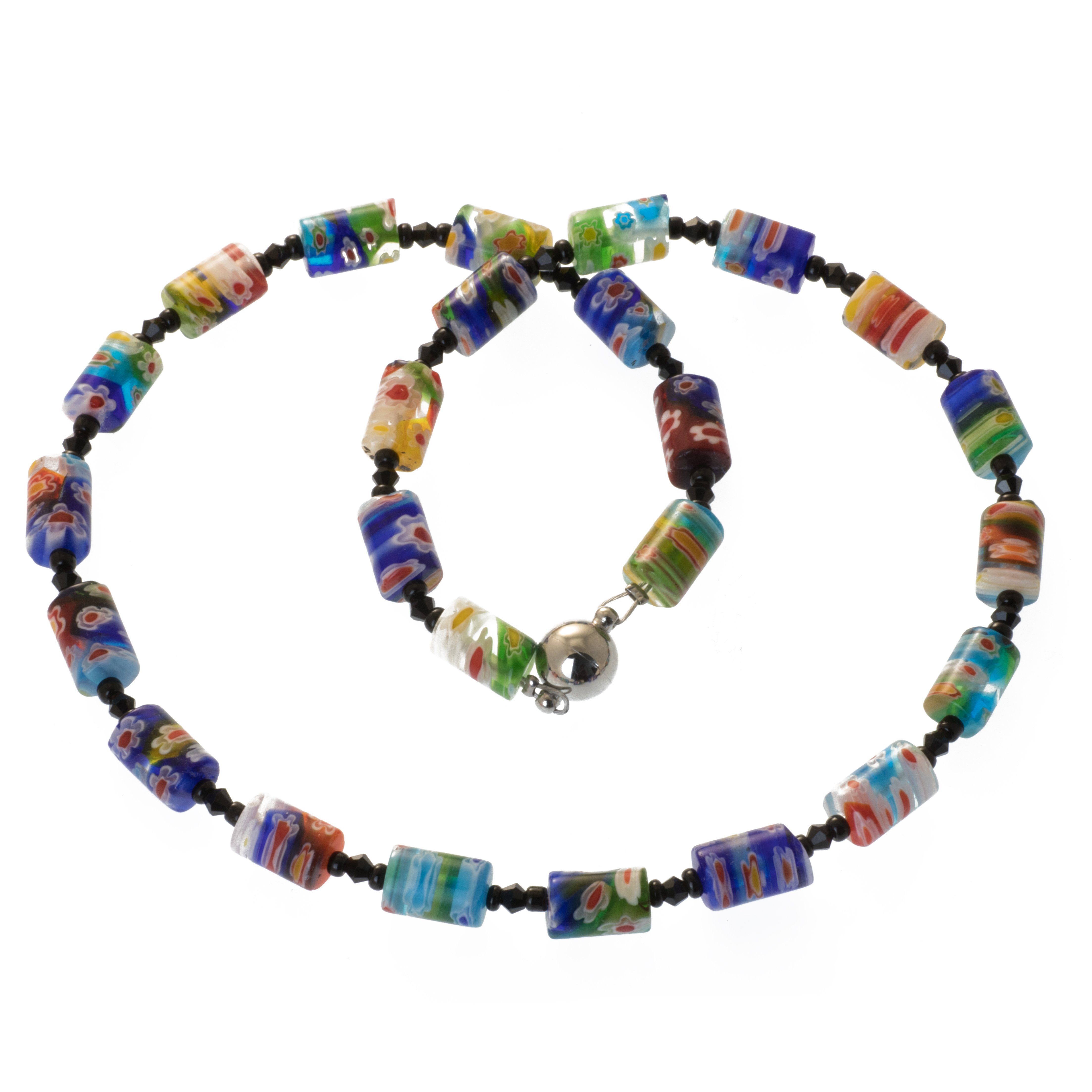 Bella Carina Perlenkette Kette mit Millefiori Glas bunt