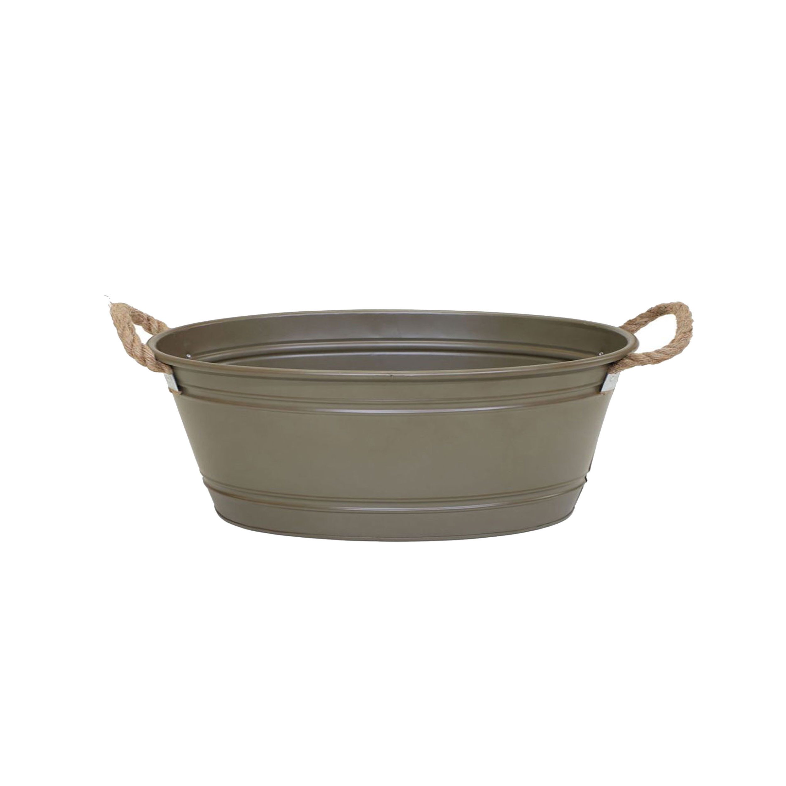 colourliving Blumentopf Pflanztopf "Beat" oval aus Metall mit Kordelgriffen, L 52x37x28 cm, Dekorative Kordelgriffe aus Naturmaterial