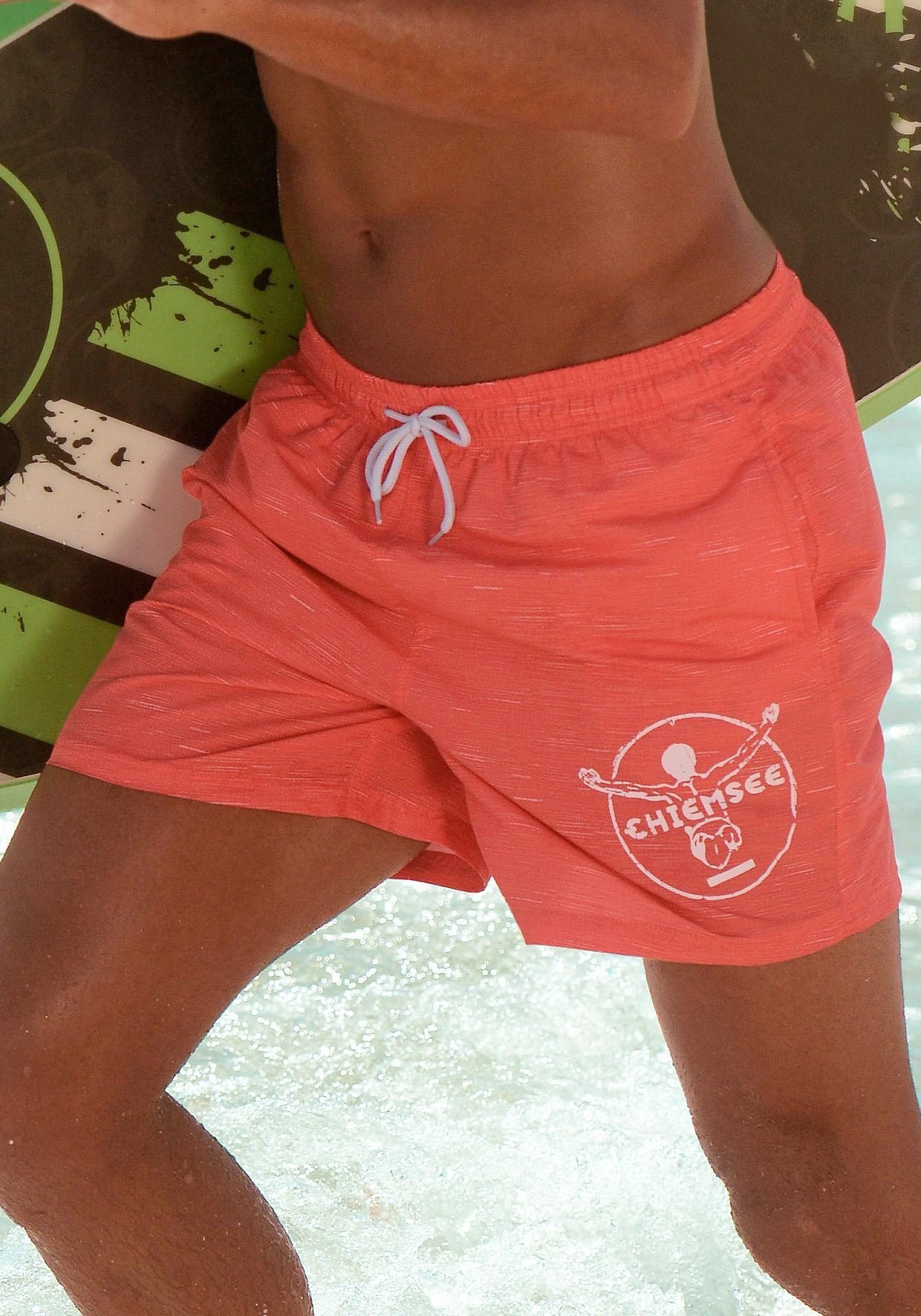 Chiemsee Badeshorts Melange mit Logodruck, seitliche Eingrifftaschen