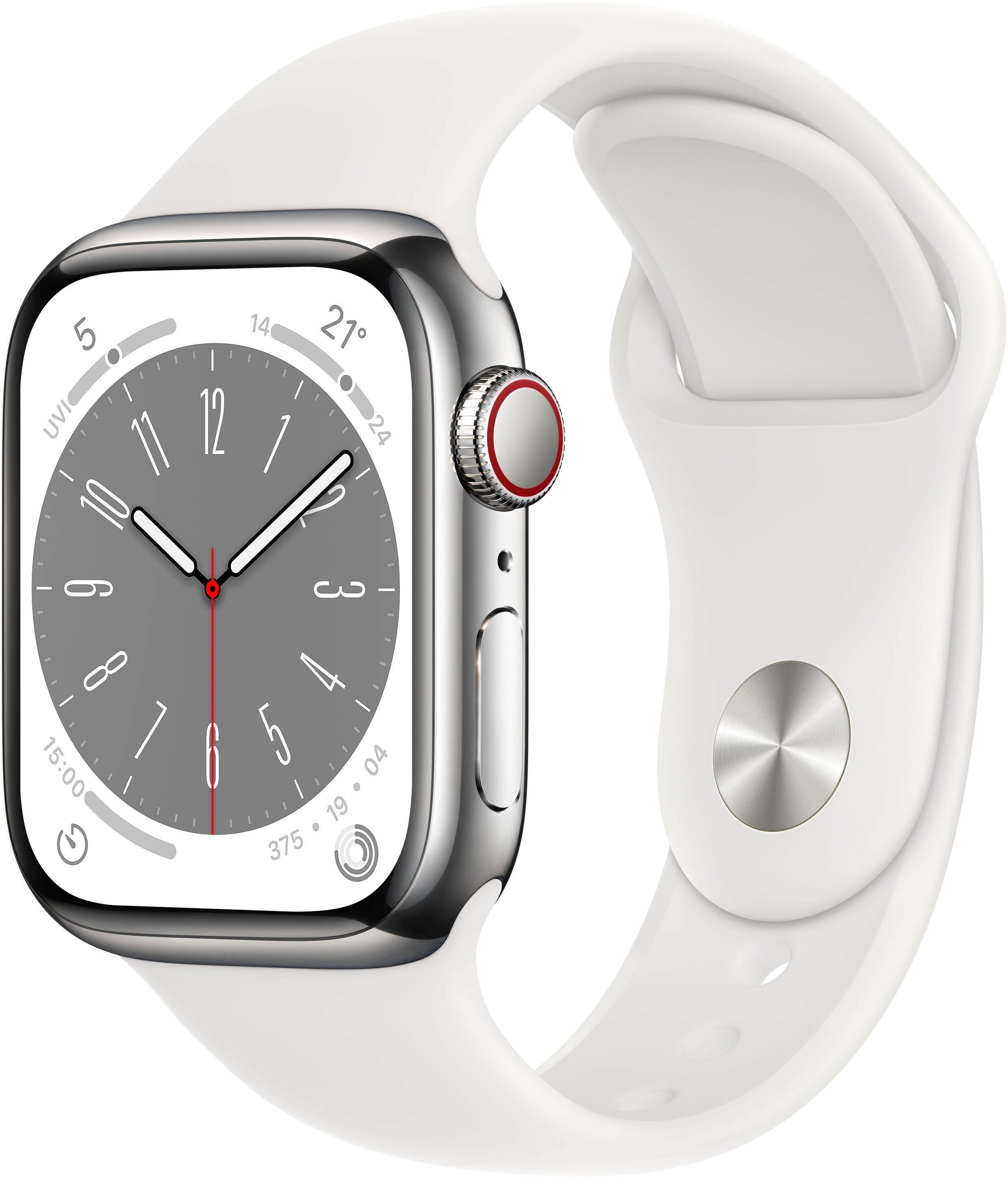 Apple Watch Series 8 GPS + Cellular 41mm Edelstahl Watch, Die Zukunft der  Gesundheit. Am Handgelenk.