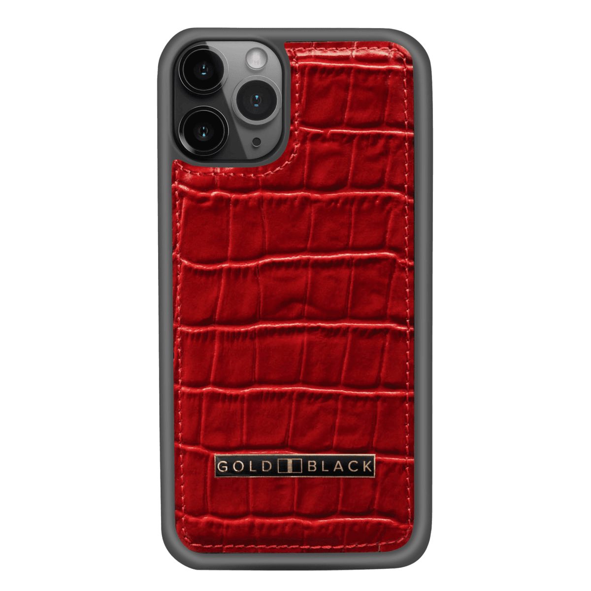 GOLDBLACK Handyhülle GOLDBLACK iPhone 11 Pro Lederhülle KROKO-PRÄGUNG Rot