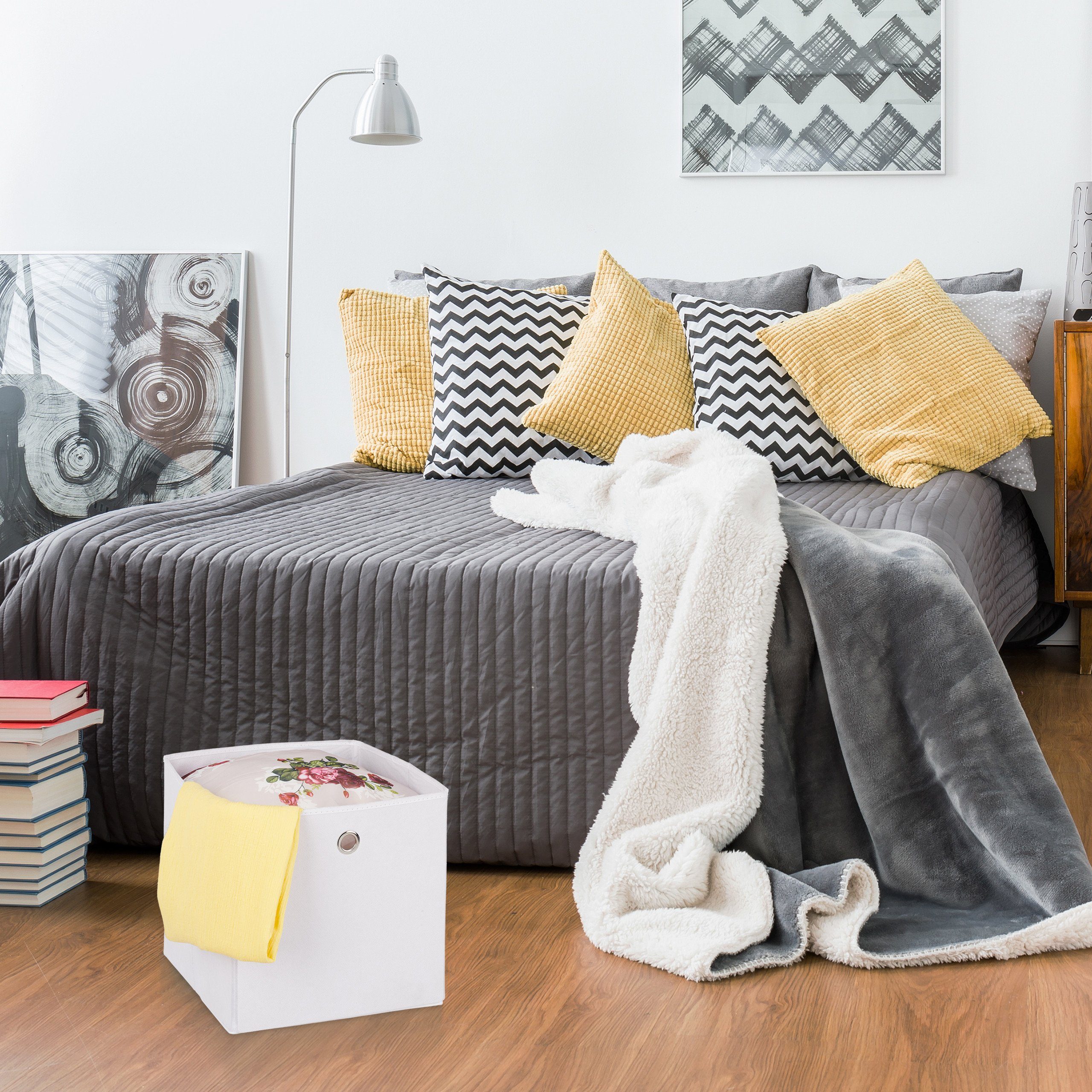 relaxdays Aufbewahrungsbox Stoff im 2er Set (2 St), schwarz – Bild 5 von 5