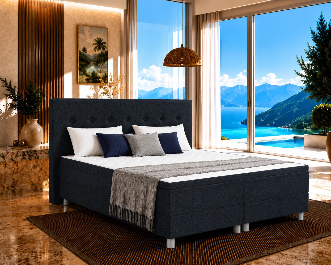 Best for Home Boxbett Neo Sawana Komfortable Bonellfederkernmatratze mit 5 cm Topper (Komplettbett, 4-St., 90x200 120x200 140x200 160x200 180x200 200x200), 7-Zonen-Bonnellfederkernmatratze, ergonomischer Schlafkomfort