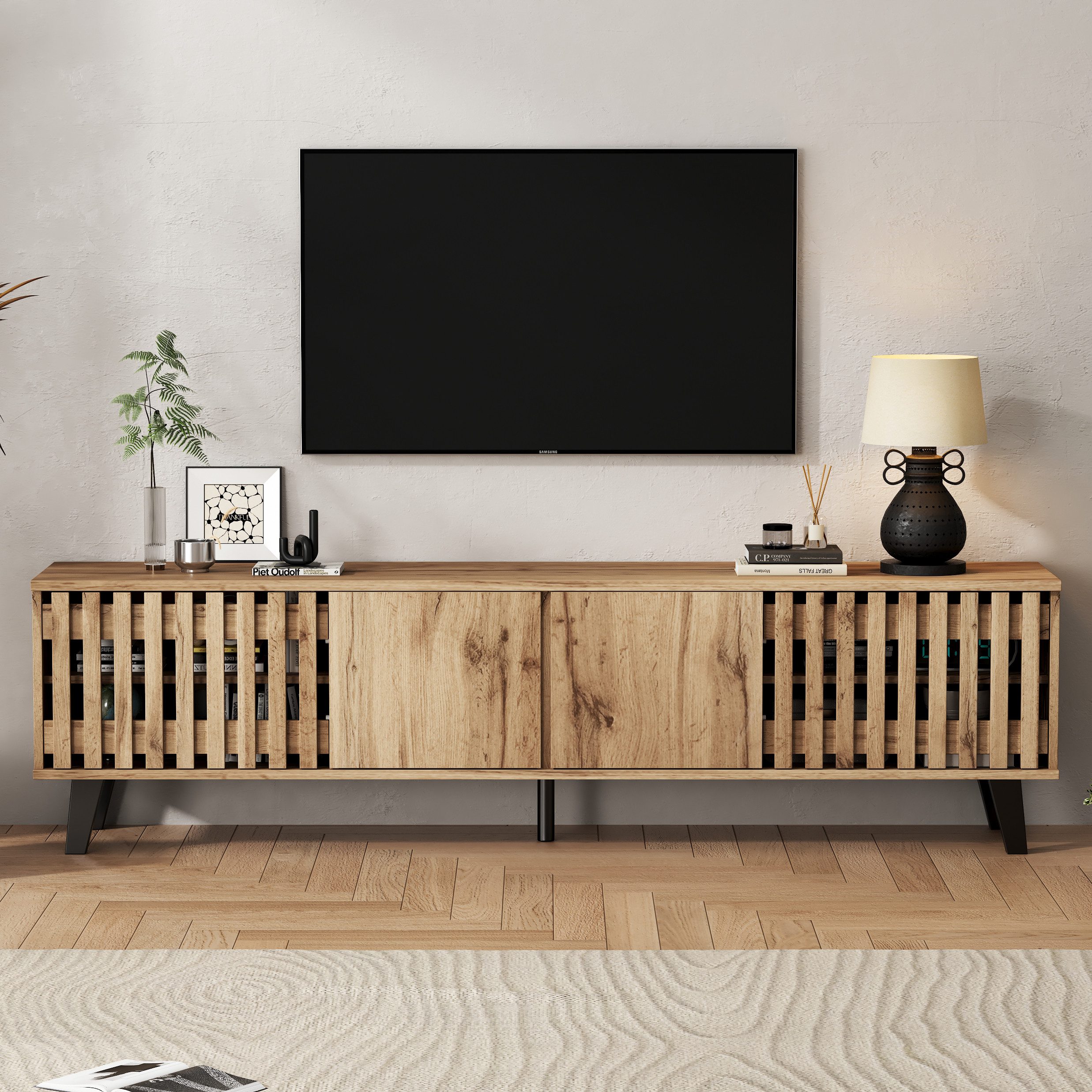 HAUSS SPOLE Wohnzimmer-Set TV-Schrank mit 8 Ablagefächer für 70-Zoll-Fernse günstig online kaufen