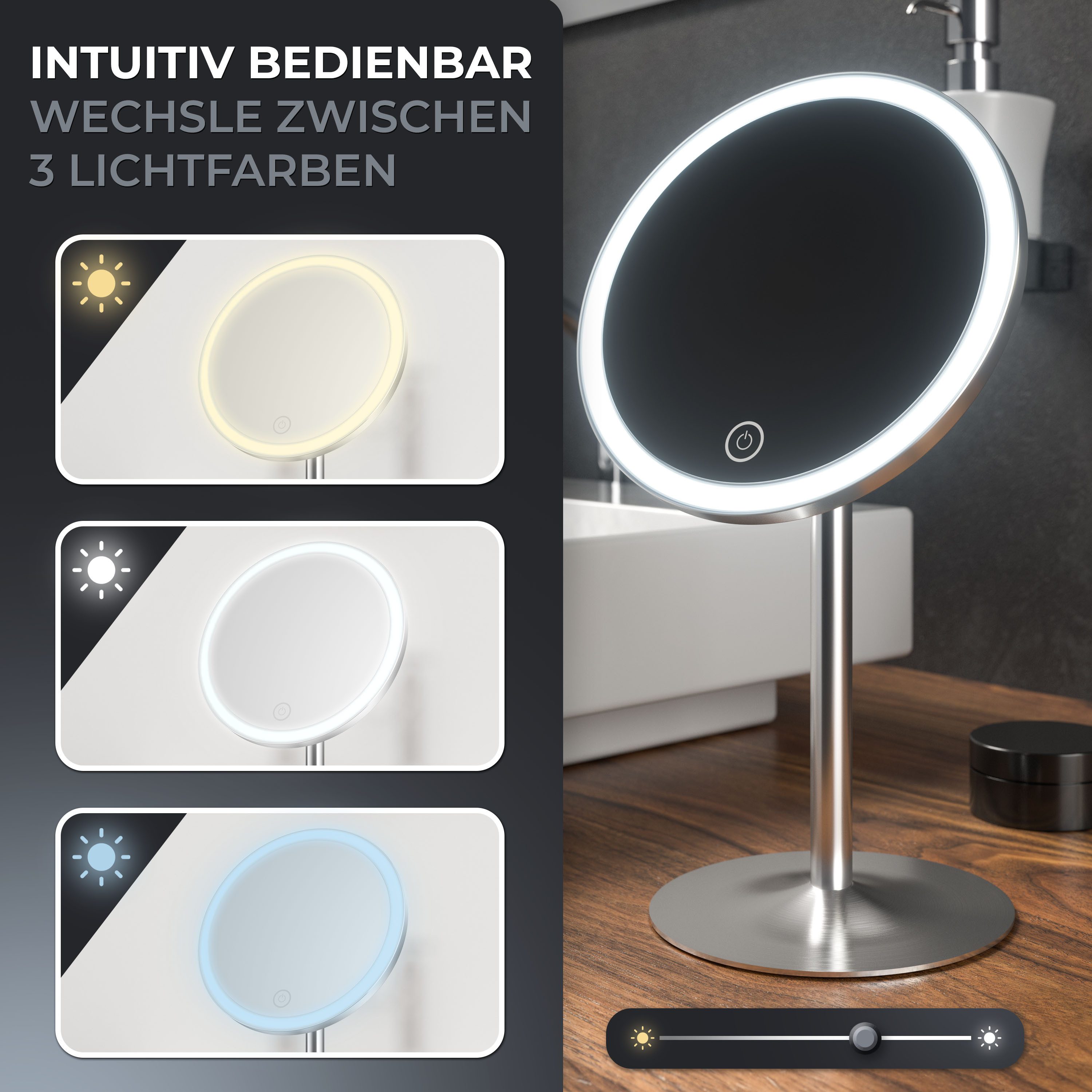 ovimar Kosmetikspiegel (1-St), aus Edelstahl in Silber zur günstig online kaufen