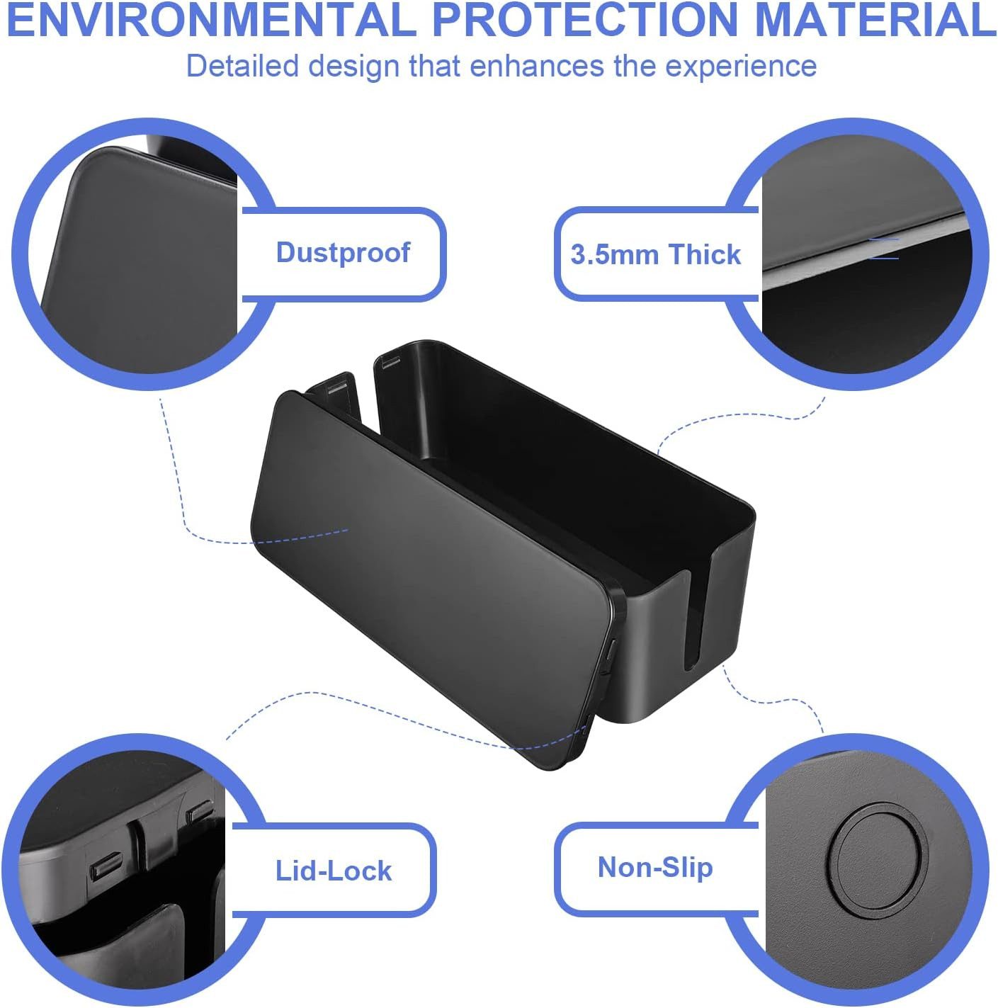 FELIXLEO Kabelbox Kabelbox Set 3 Kabelmanagement Box Schwarz für Steckdosenleiste