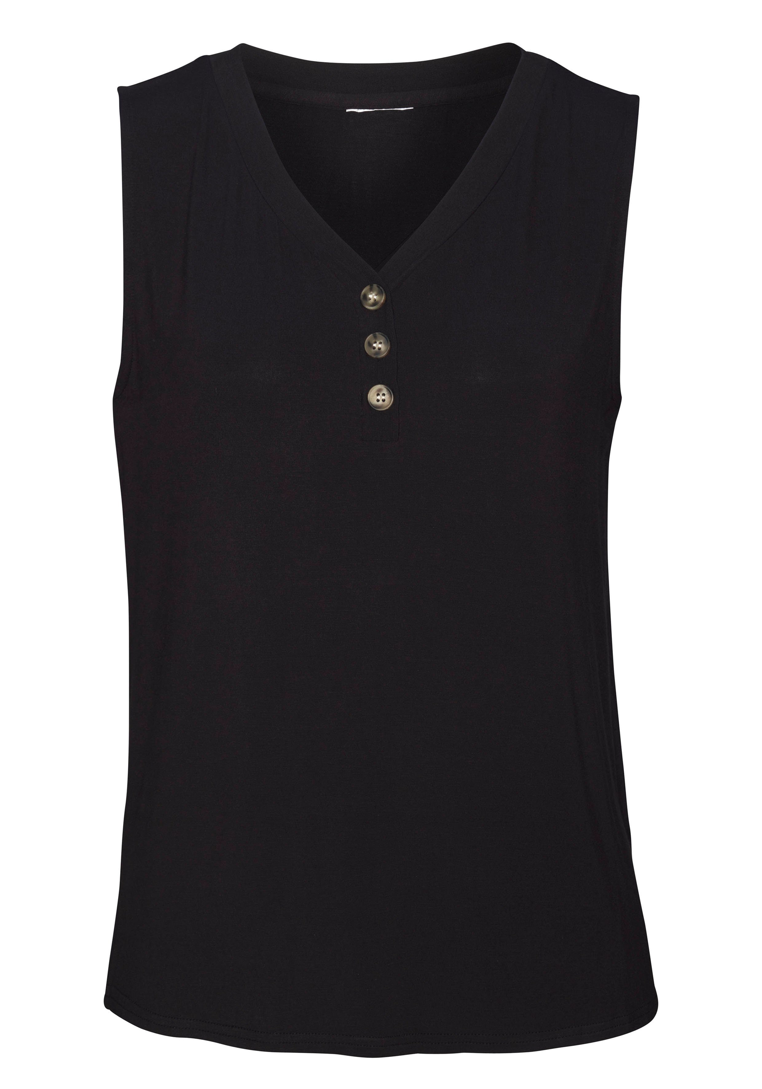 LASCANA Shirttop mit Zierknöpfen in Hornoptik (2er-Pack) aus weichem Viskose-Stretch