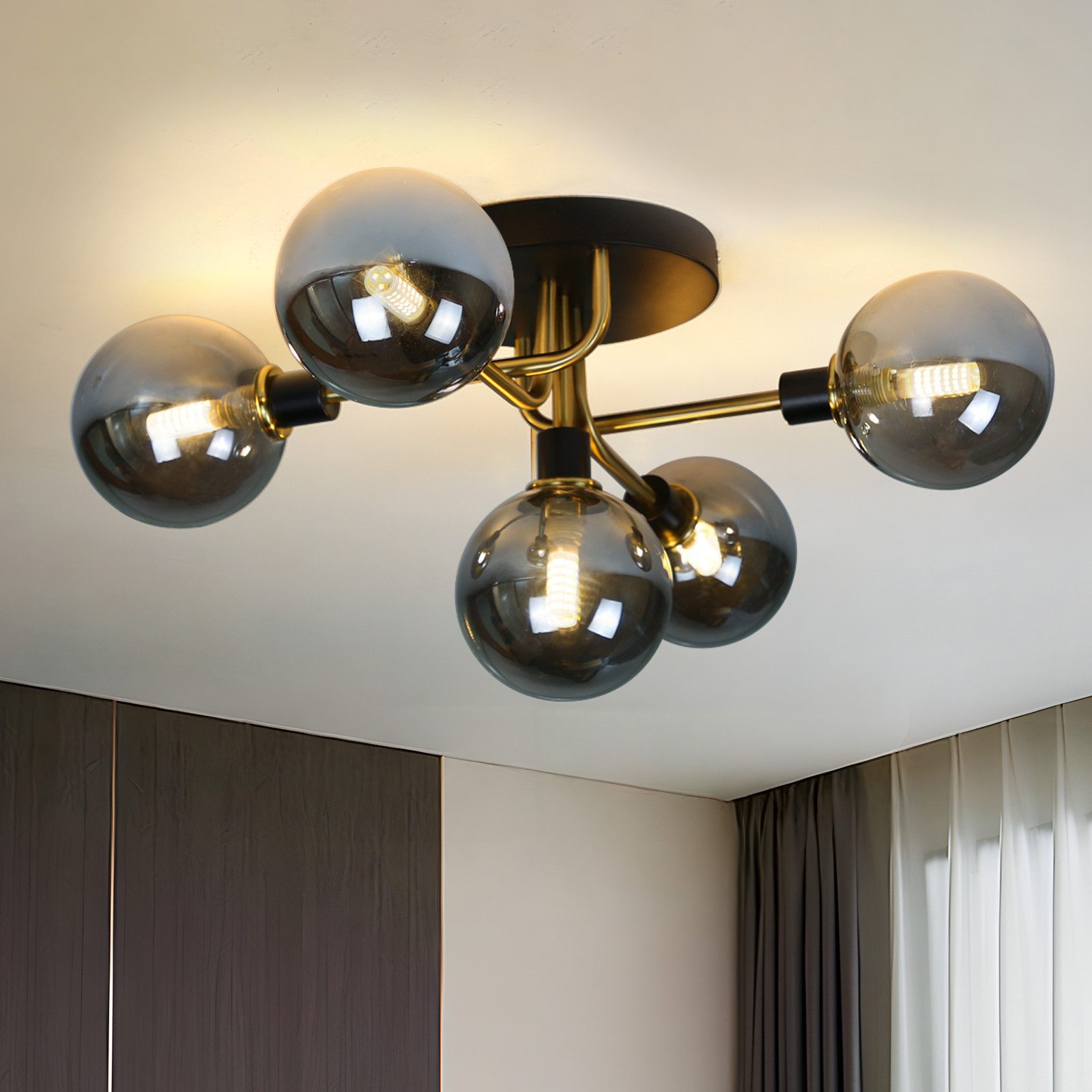 Nettlife LED Deckenleuchte Glas Wohnzimmer 5 Flammig 25W 67CM Deckenlampe K günstig online kaufen