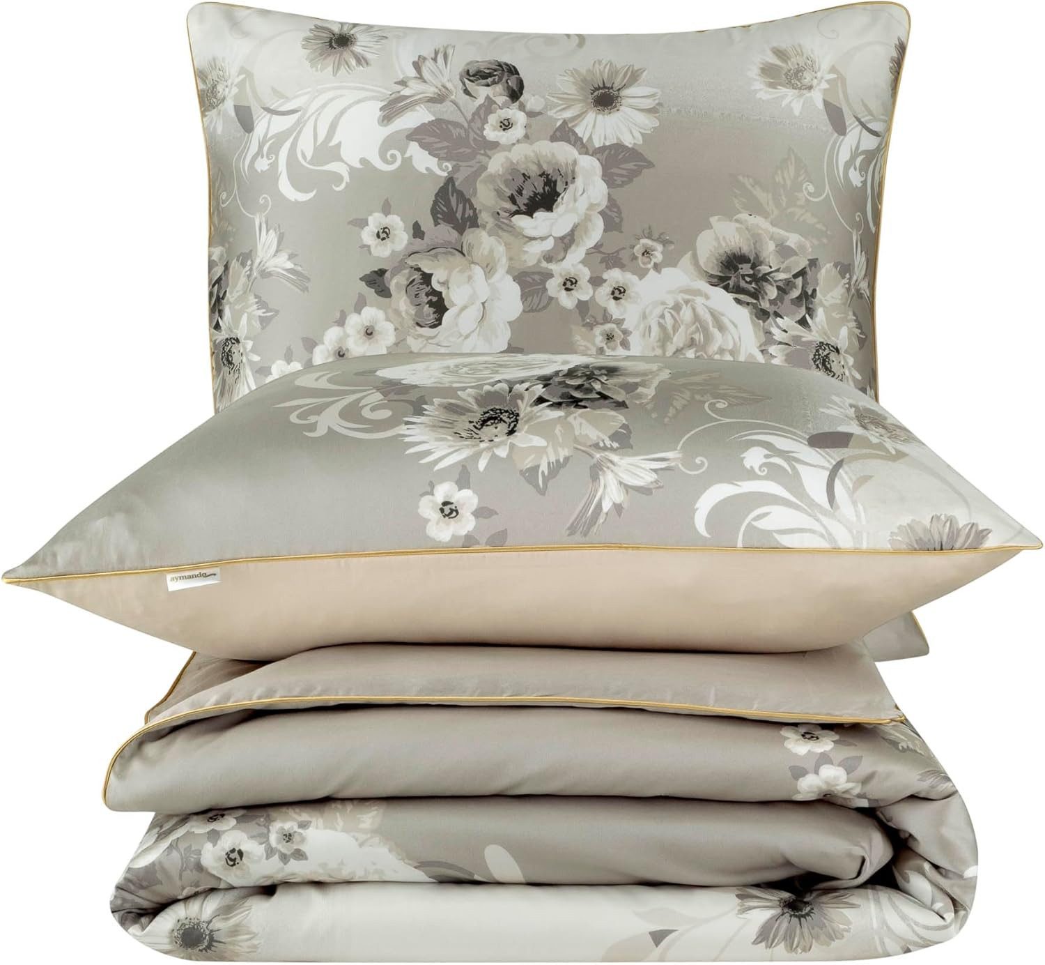 Aymando Bettwäsche Hevin, 100% Baumwolle Mako Satin, 3 teilig, Saum und Rei günstig online kaufen