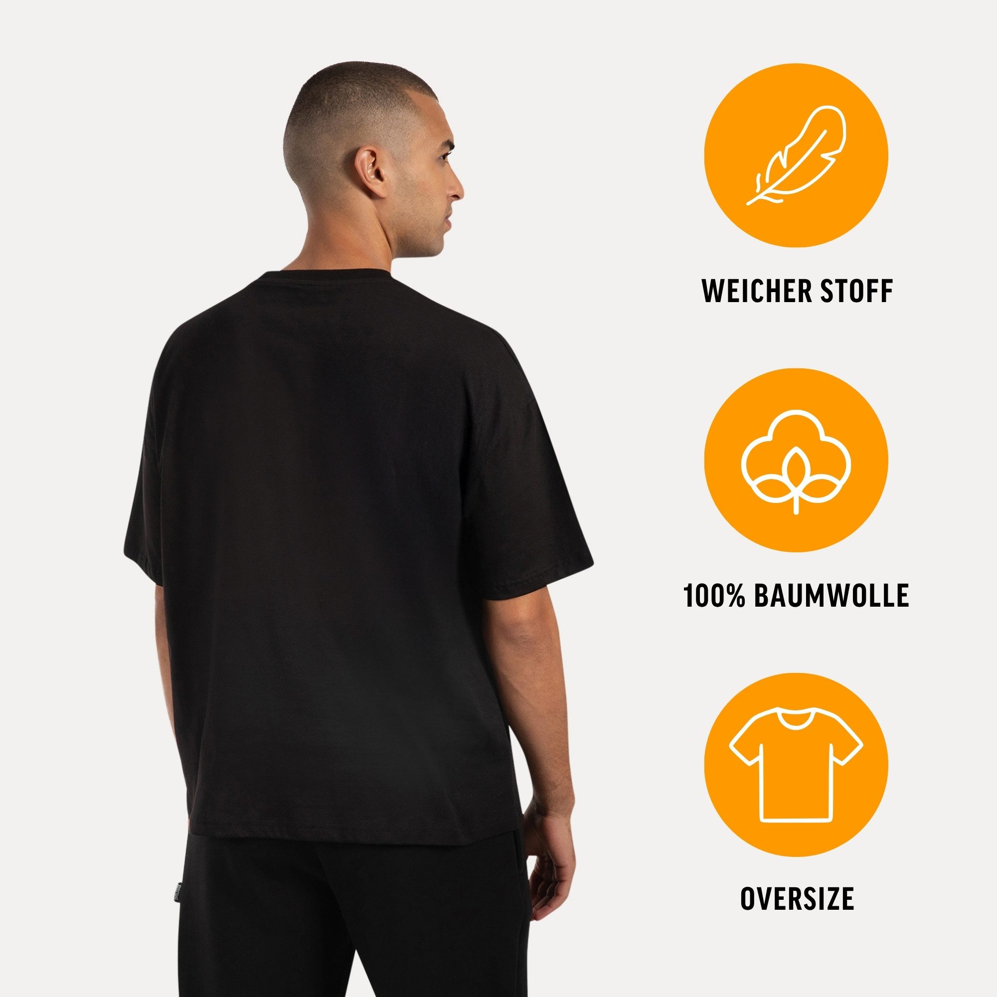 Smilodox T-Shirt Cedrik, Oversize Shirt aus 100% Baumwolle, Weiches Material, Modern Metallabel Baumwollshirt Kurzarmshirt moderne Details Freizeitshirt