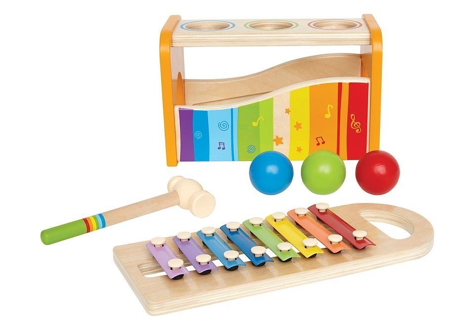 Hape Spielzeug-Musikinstrument Xylophon, Xylophon und Hammerspiel