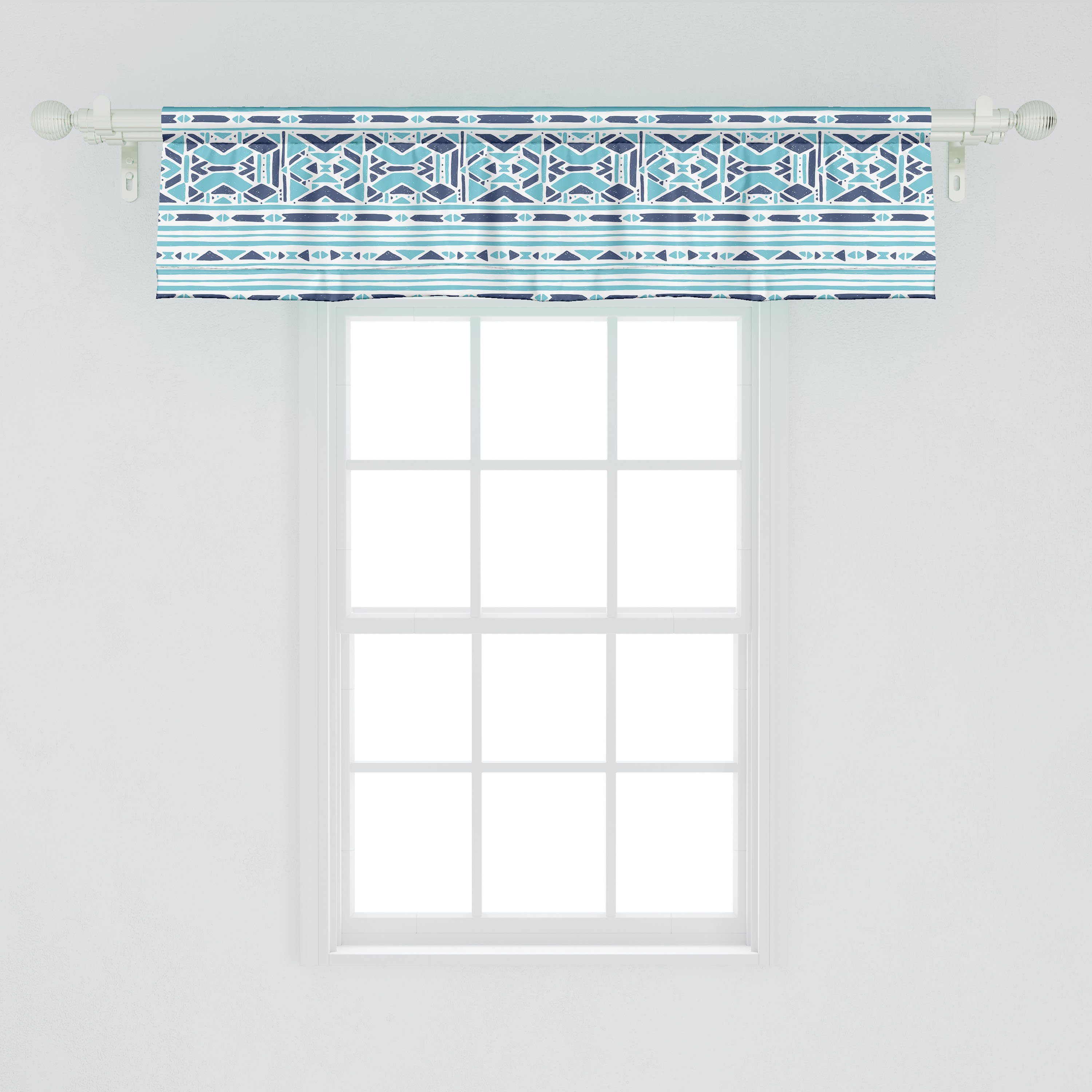 Scheibengardine Vorhang Volant Microfaser, mit Stangentasche, für Abakuhaus, Aztec Dekor Formation Schlafzimmer Inspired Küche Ethnisch