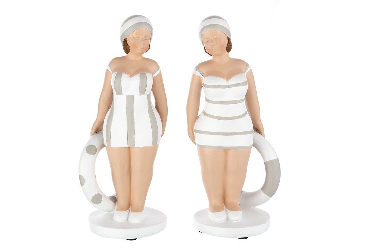 Dekoobjekt Elegantes 2x2er Set Poly Figuren 'Becky' in Grau/Weiß – Einzigartige T