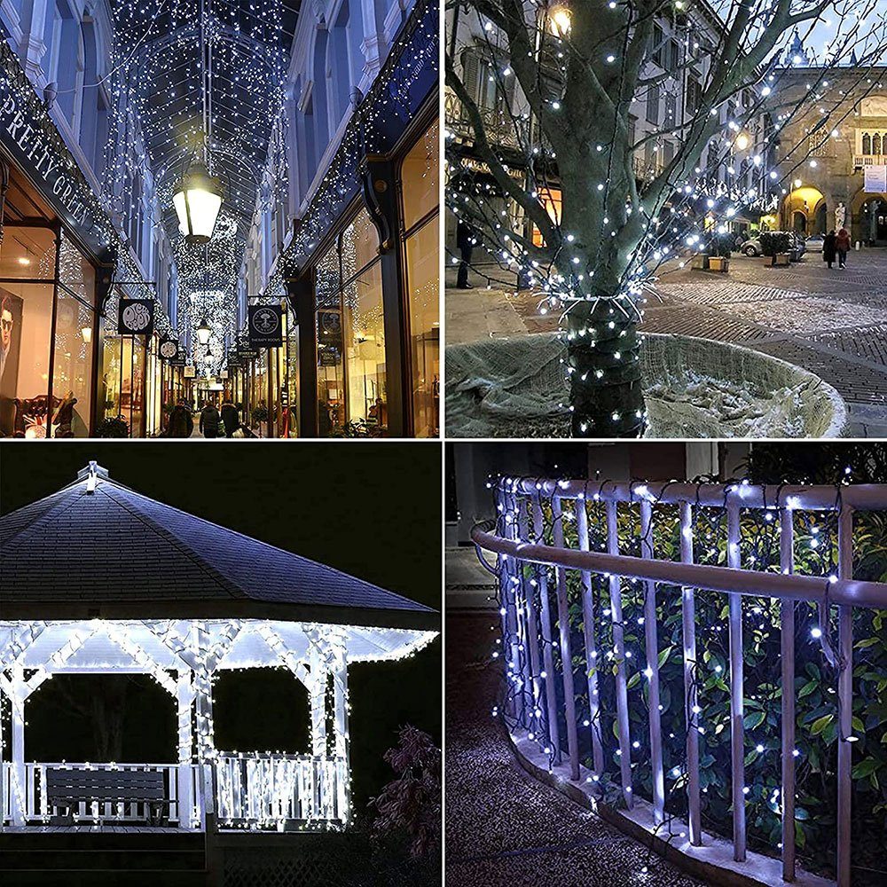 Sunicol LED-Lichterkette USB Lichter Party Innen, 8 Weihnachtsbaum Modi, Außen Deko, Beleuchtung Wasserdicht, Garten Warmweiß/Weiß/Mehrfarbig/Blau mit Timer