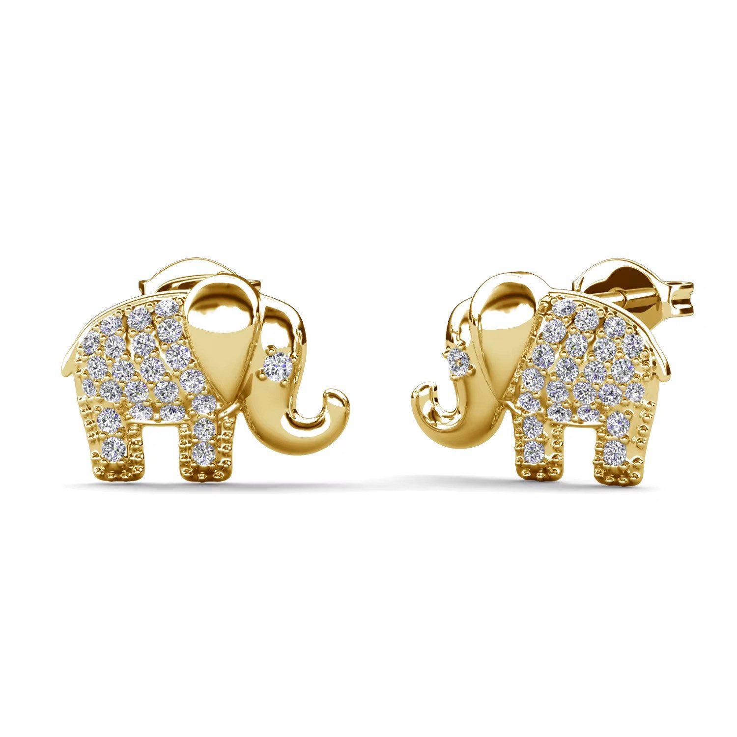 ROUGEMONT Paar Ohrstecker Funkelnde Elefanten Ohrstecker für Mädchen und Erwachsene, Für empfindliche Haut geeignet