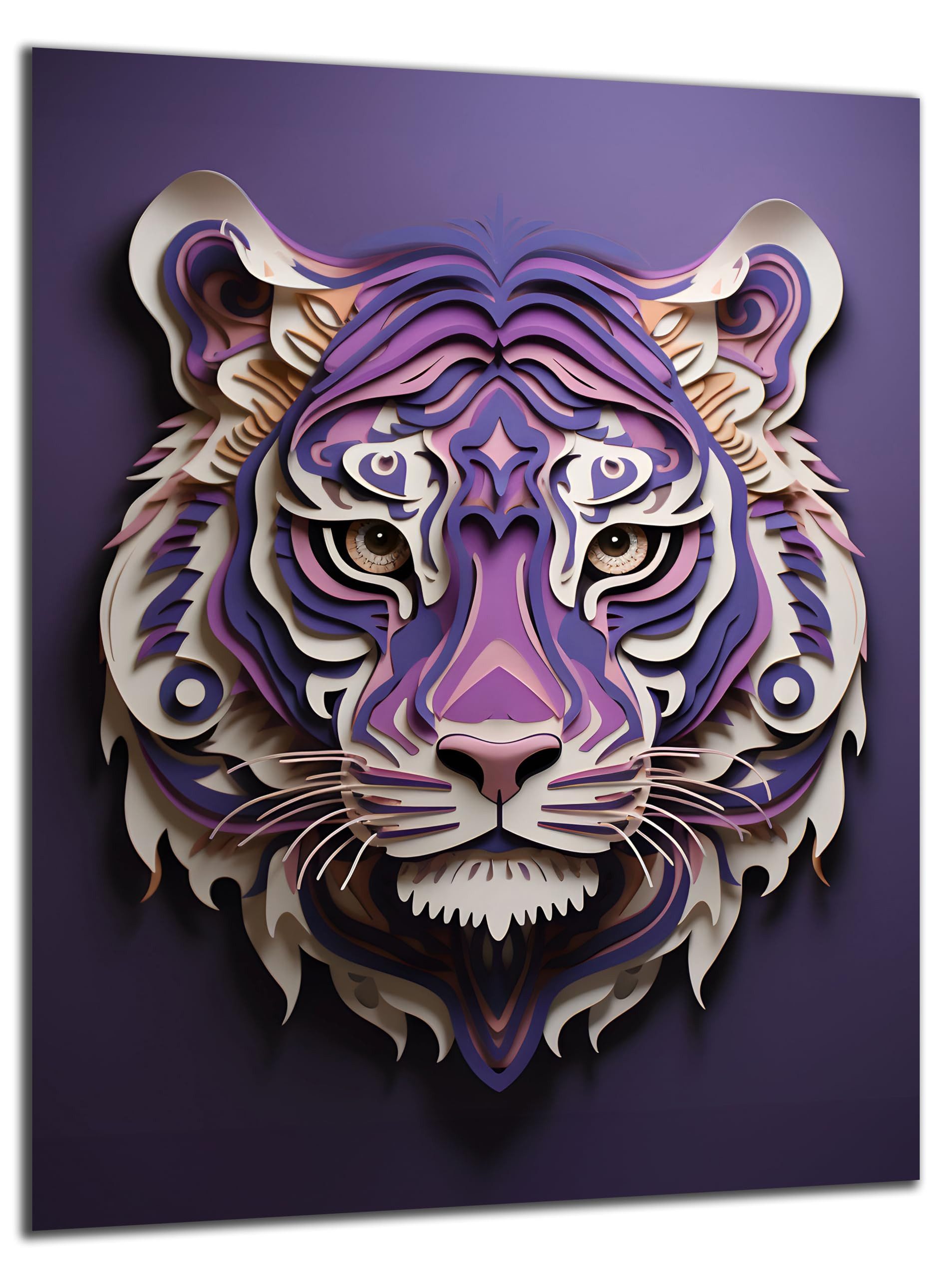DARO Design Wandbild Reise & Tiere Wandbilder Wand Deko Bilder Modern Leinwandbild, (Tiger abstrakt - Bild groß Wohnzimmer Schlafzimmer Büro Flur Esszimmer Einteilig Querformat Fotodruck Reise & Tiere), 84x56 cm