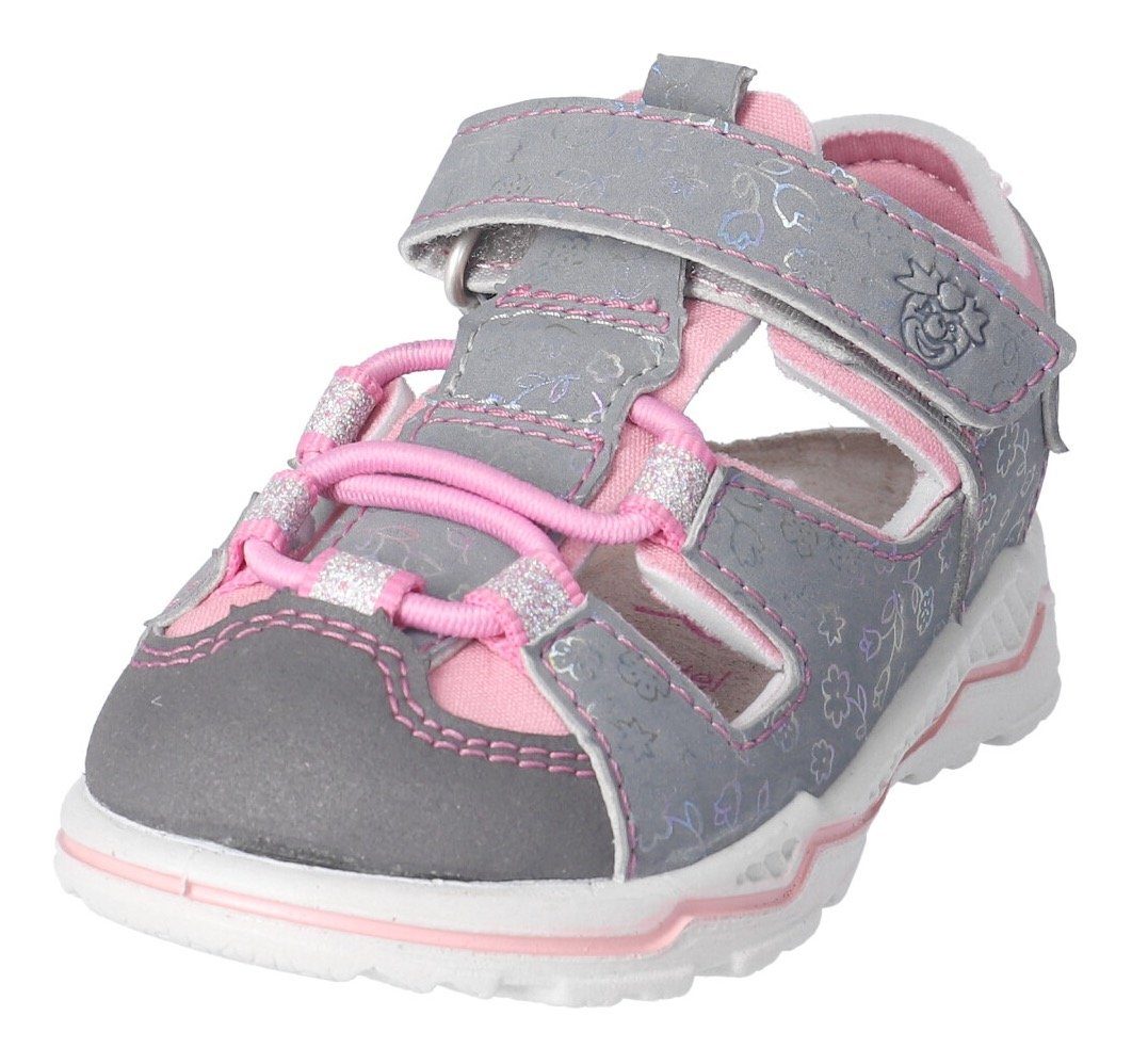 PEPINO by RICOSTA Gery WMS: normal Sandale mit Gummizug und Klettverschluss grau-rosa-Blüten | 