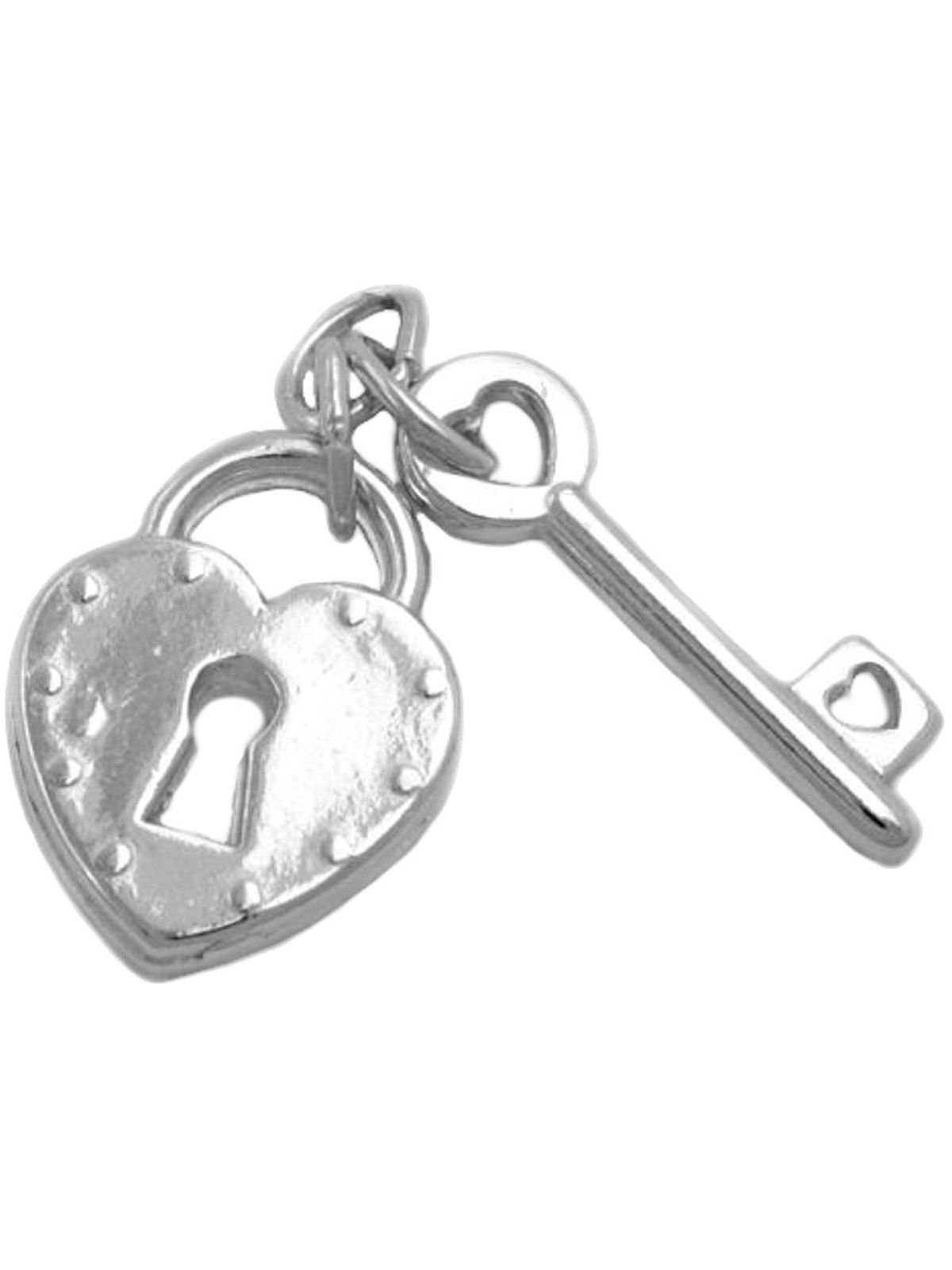 Gallay Herzanhänger 23x15mm Herz Liebesschloss mit Schlüssel glänzend Silber 925 (Anhänger, 1-tlg)