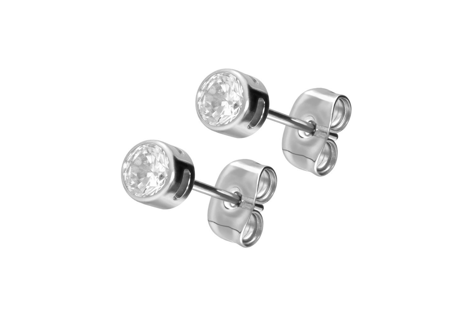 Paar Ohrstecker Titan Ohrstecker EINGEFASSTER KRISTALL