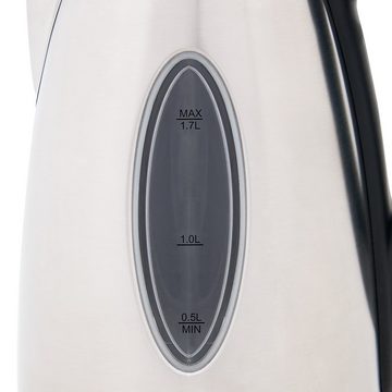 Deuba Wasserkocher, 1.7 l, 2200 W, Edelstahl LED Glas BPA-Frei Kabellos Kalkfilter Überhitzungsschutz