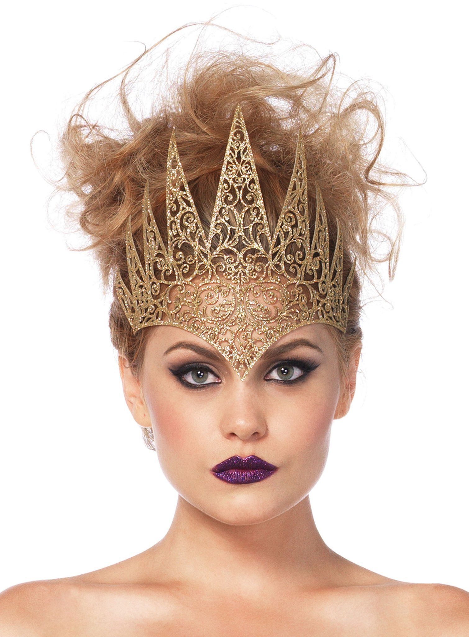 Leg Avenue Kostüm Böse Königin Krone gold - für Faschingskostüm, Faszinierender Kopfschmuck für LARP und Fantasy Kostüme