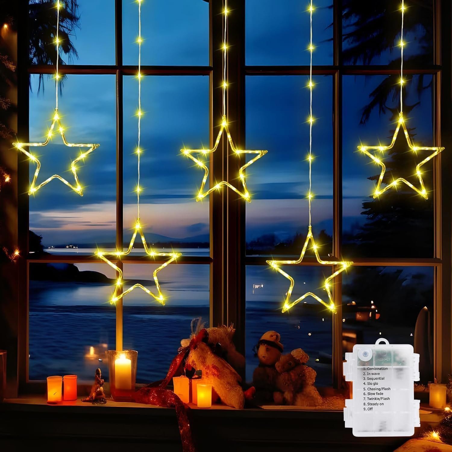 Elegear LED-Lichterkette Weihnachtsdeko Fenster Stern, beleuchtete Weihnach günstig online kaufen
