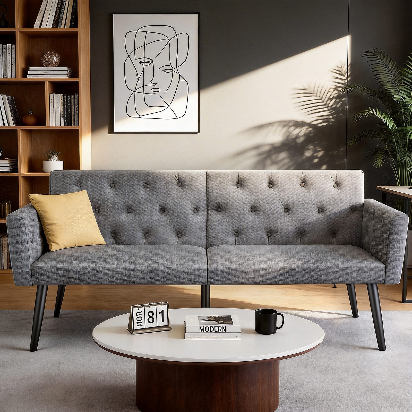 oyajia Schlafsofa mit Bettfunktion, klappbarer 2-Sitzer mit verstellbarer Rückenlehne, Polsterbett Multifunktion-Schlafsofa mit verstellbarer Rückenlehne, Ergonomisch, Max. bis 180KG