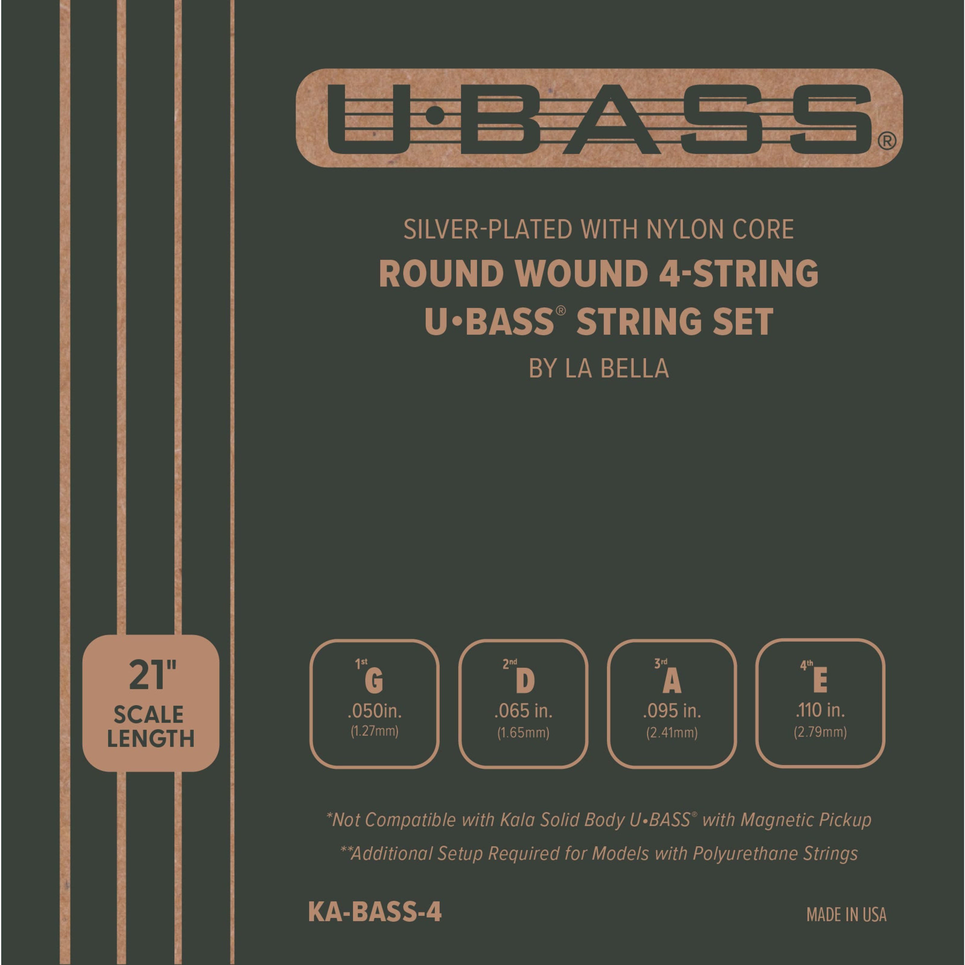 KALA Saiten, KA-BASS-4 U-Bass Roundwound 4-String Set - Saitensatz für 4-Saiter