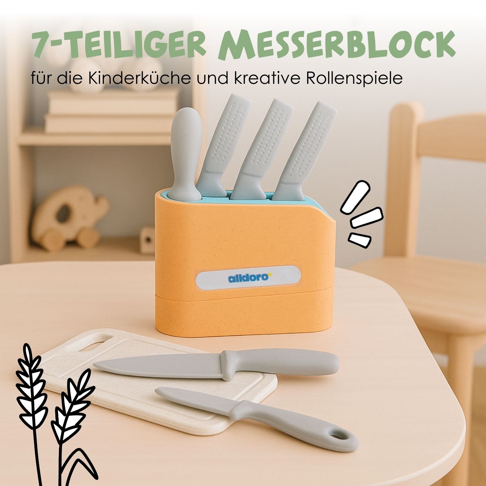 alldoro Spiel-Kochgeschirr Messerblock, 7-teiliges Set für die Kinderküche, günstig online kaufen