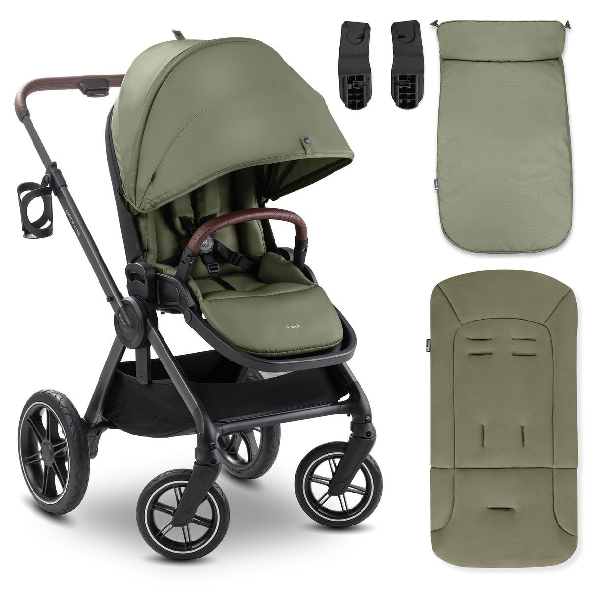 Hauck Sportbuggy Comfort N Care - Olive, Sportwagen mit Liegefunktion & Sitzauflage höhenverstellbar bis 22 kg