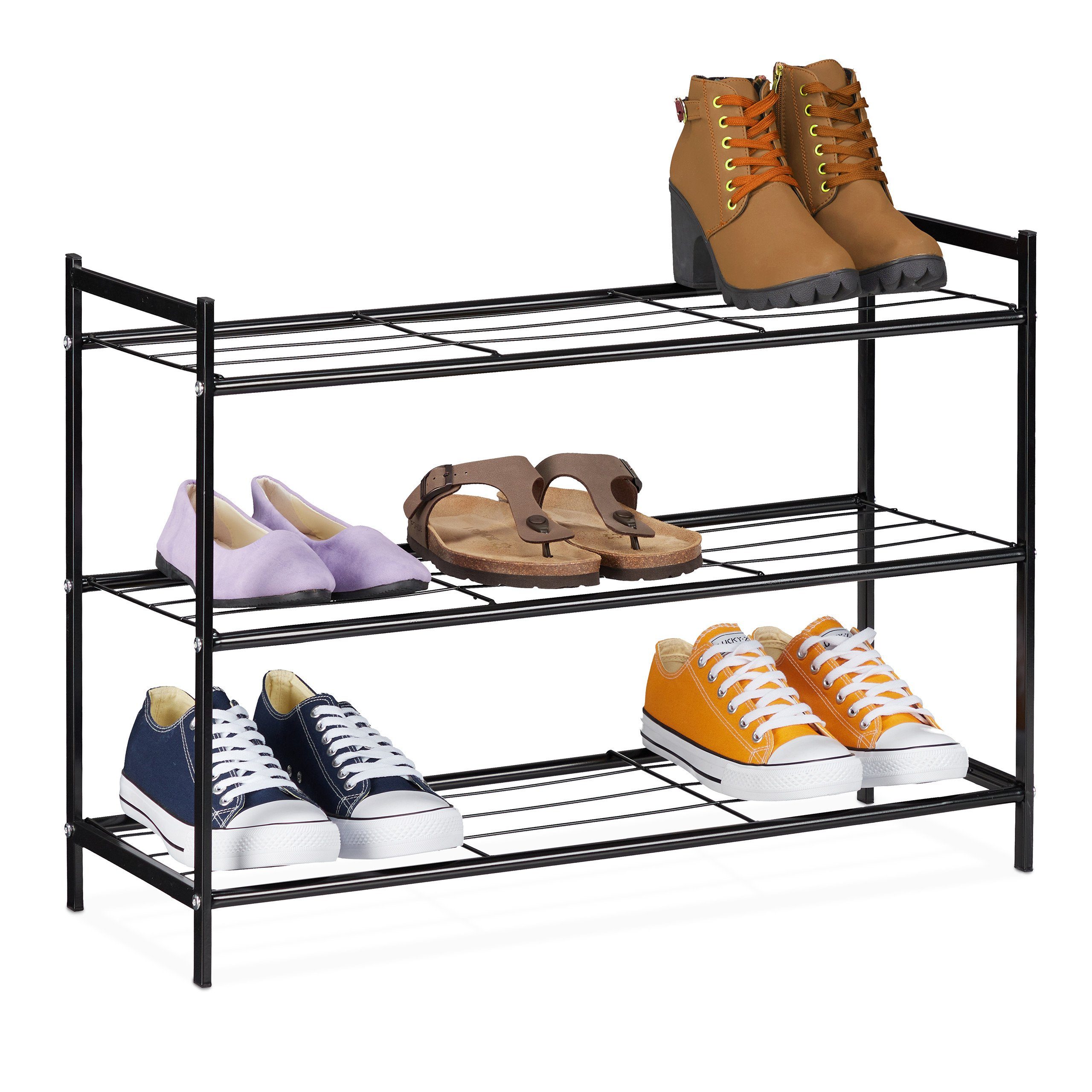 relaxdays Schuhregal Metall Schuhregal mit 3 günstig online kaufen