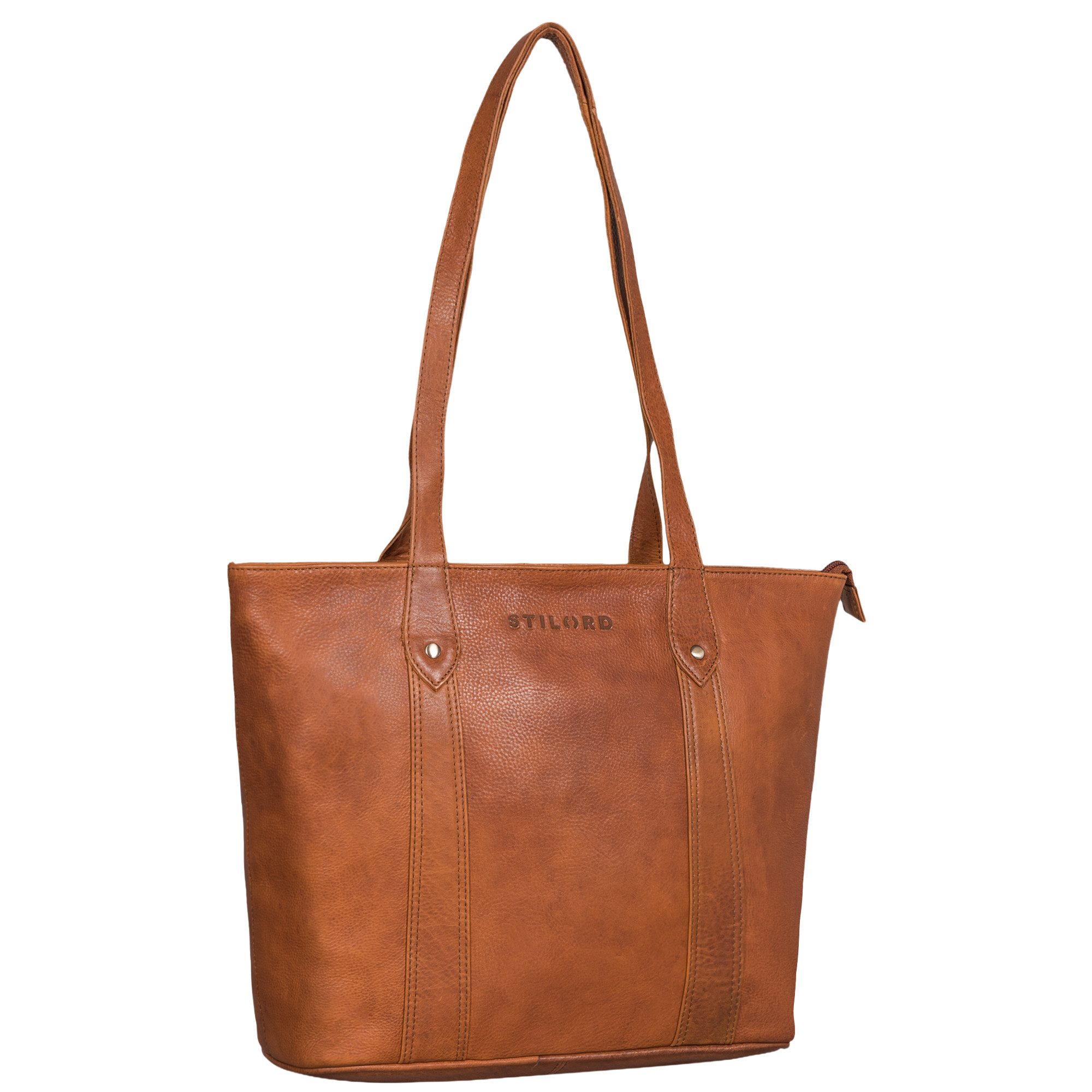 Handtasche "Svea" Stylishe Leder Shopper Tasche Damen Mittelgroß für Laptop 14"