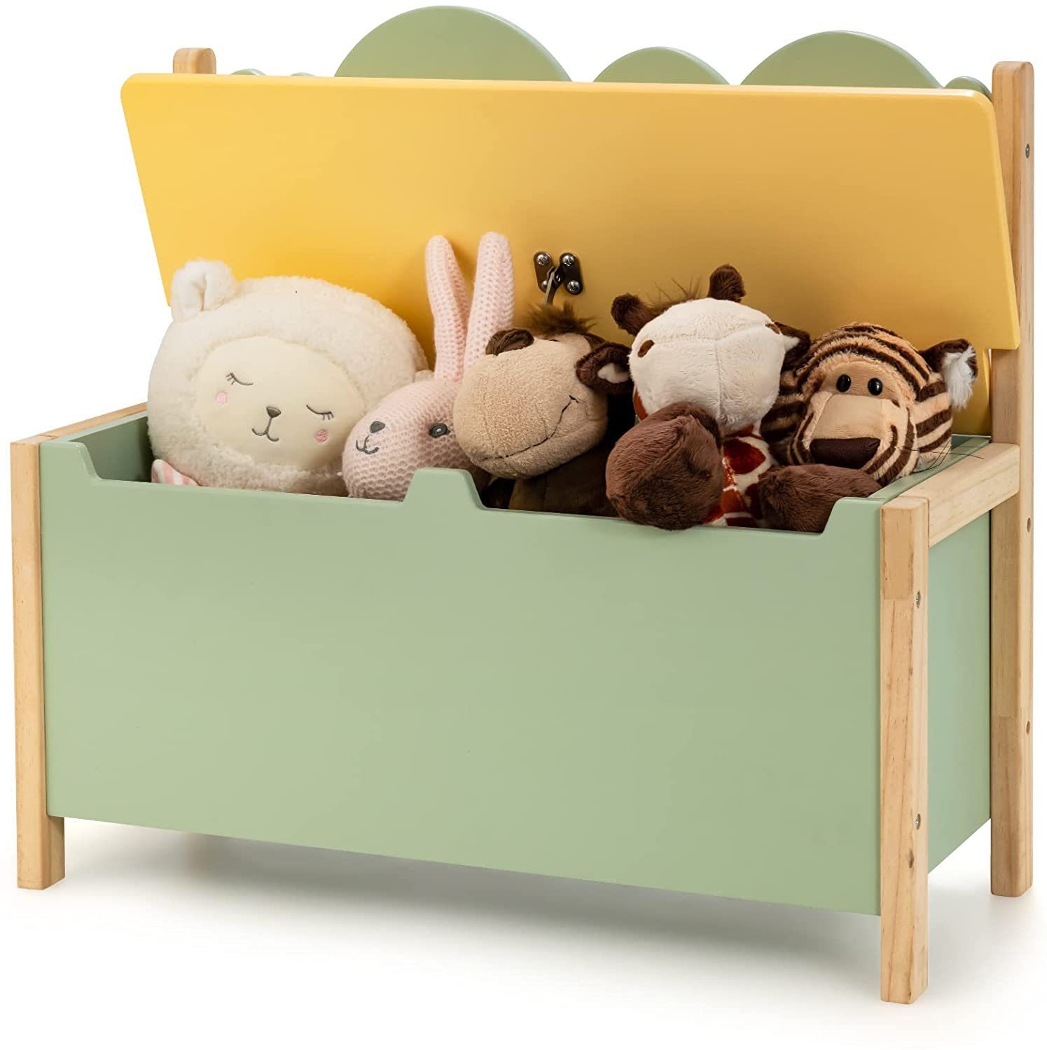 Spielzeugtruhe & Spielzeugkiste, mit Rücklehne 2 Sitzbank in 1 Deckel COSTWAY