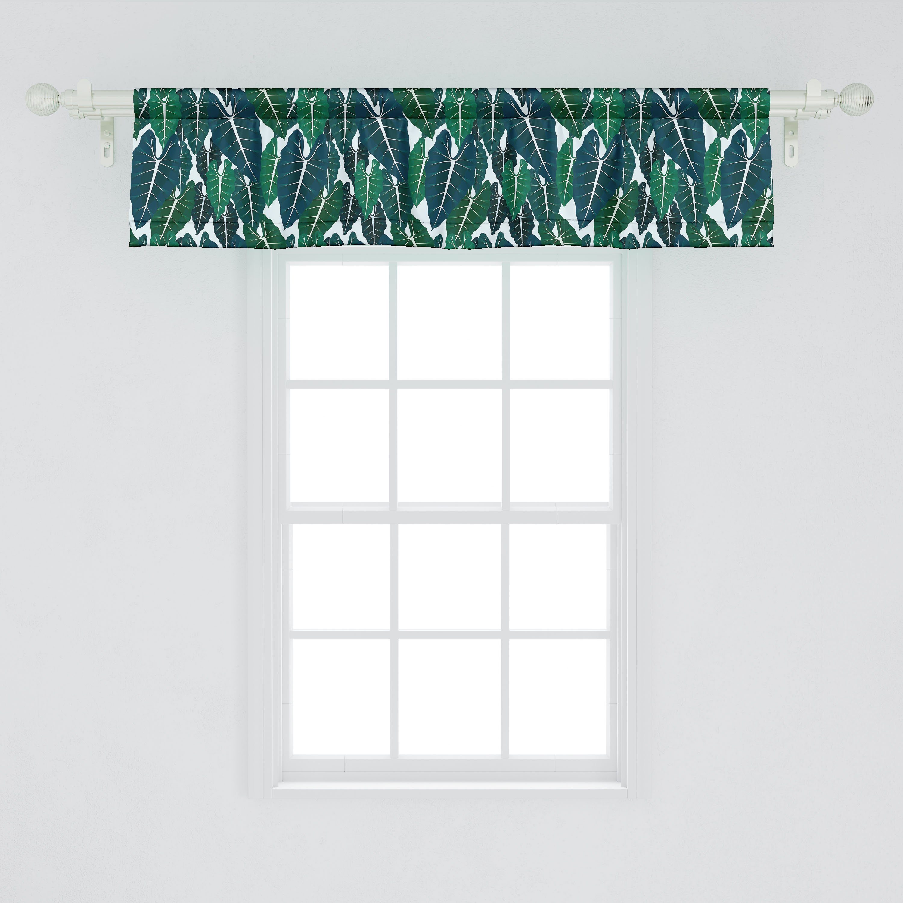 Kunst Microfaser, Vorhang Exotische Stangentasche, für Philodendron Abakuhaus, Schlafzimmer mit Volant Blattpflanze Scheibengardine Küche Dekor