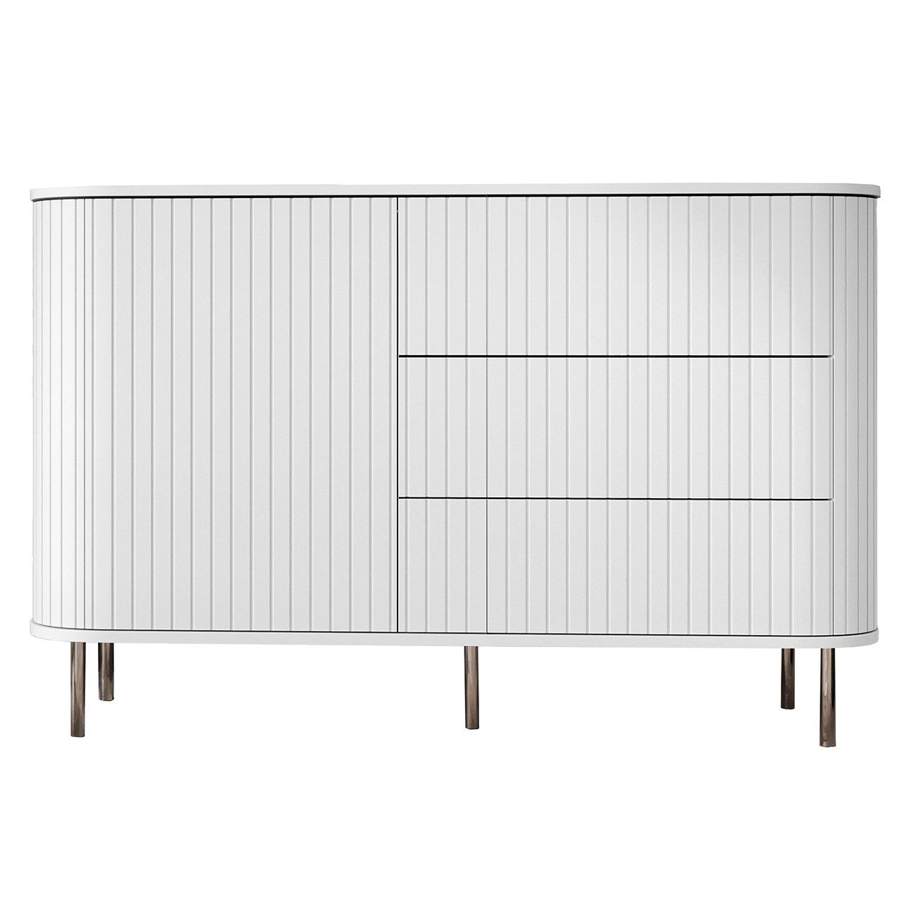 MOEBLINE Kommode Sideboard 1D3SZ ZILLO NZ weiß mit goldene Füße